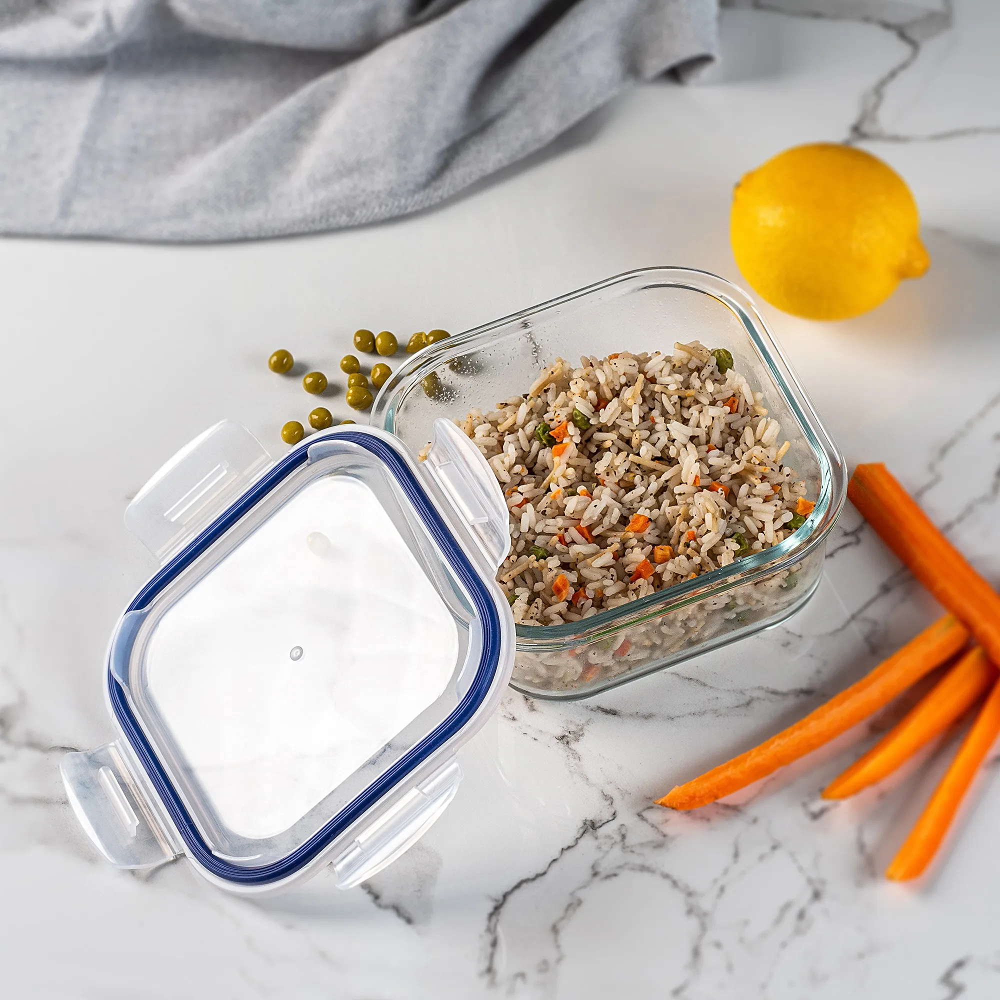 „Athie“ 800 ml kvadratinis stiklinis maisto indas