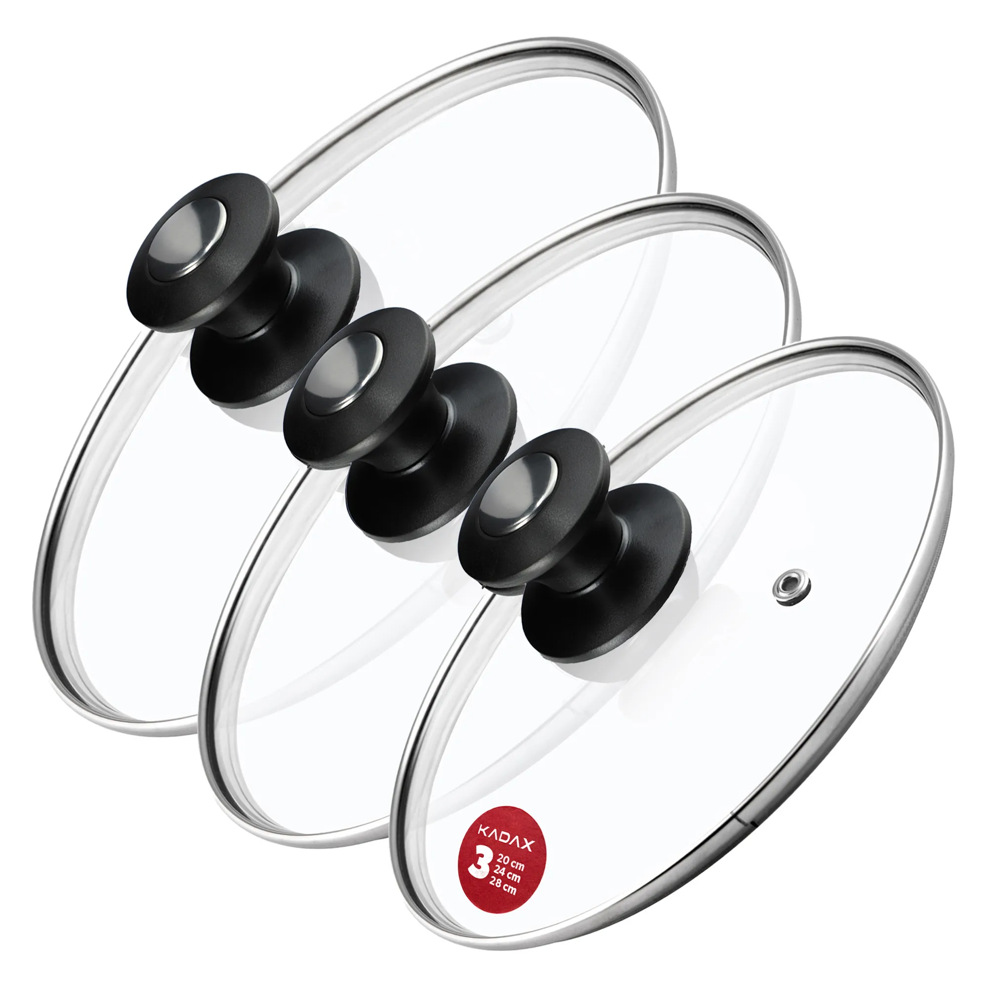 Barletta keptuvės dangčių rinkinys, atsparus karščiui, 20, 24, 28 cm