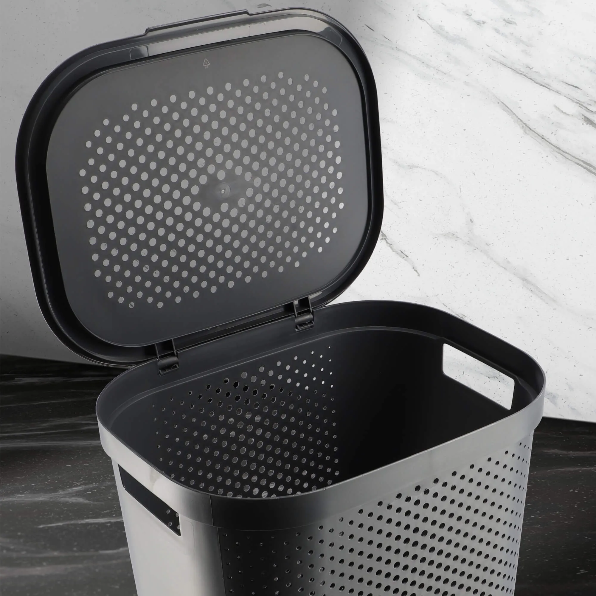 Curver Infinity 60 l šiukšliadėžė su dangčiu, tamsiai pilka