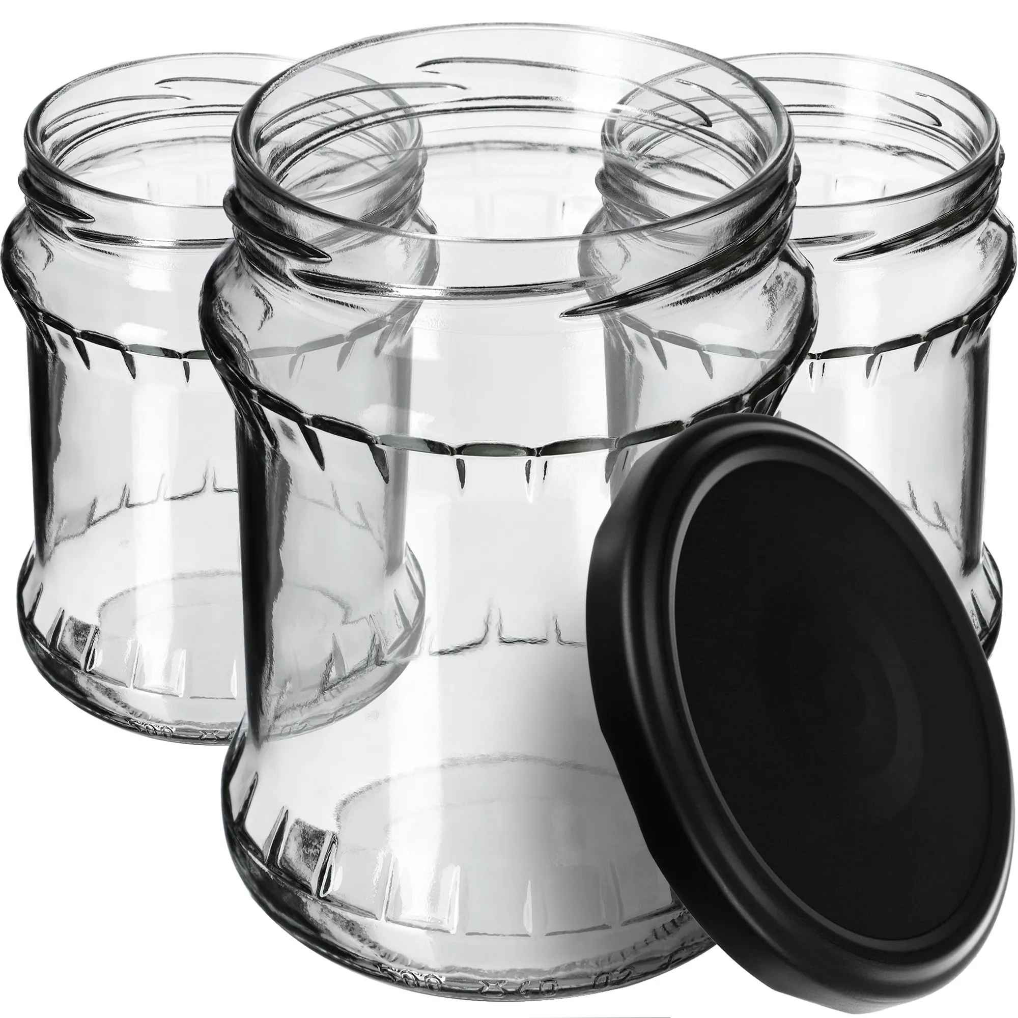 Kisko konservavimo stiklainiai 500 ml 48 vnt. 82 mm + dangteliai „Matinės juodos spalvos“