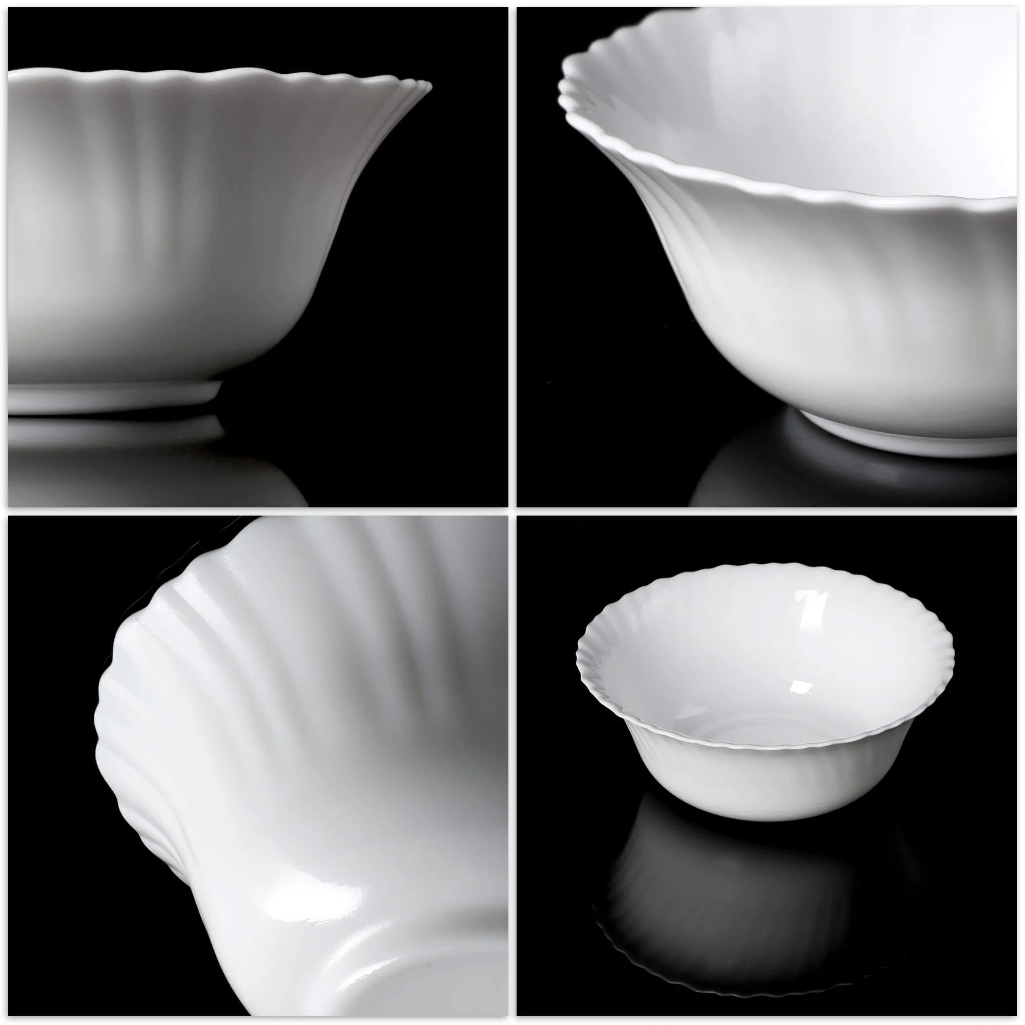 Auris stiklinis salotų dubuo, 17 cm, baltas