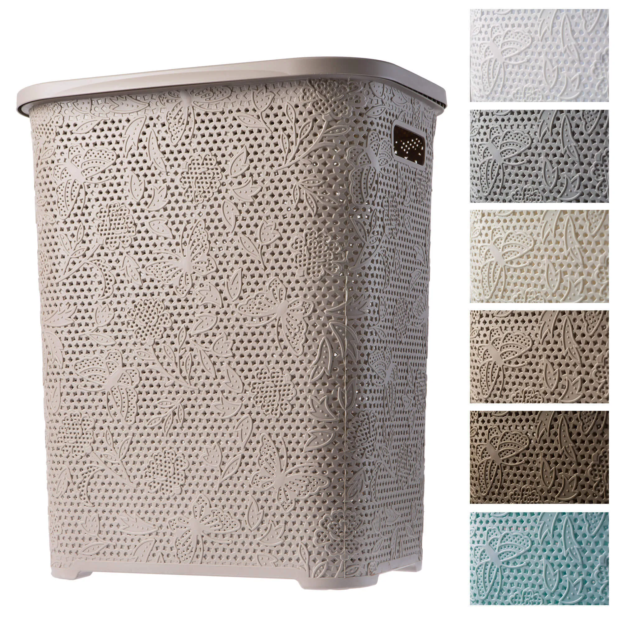 „Aglio“ 55 l krepšys su dangčiu apatiniams ir drabužiams, smėlio spalvos