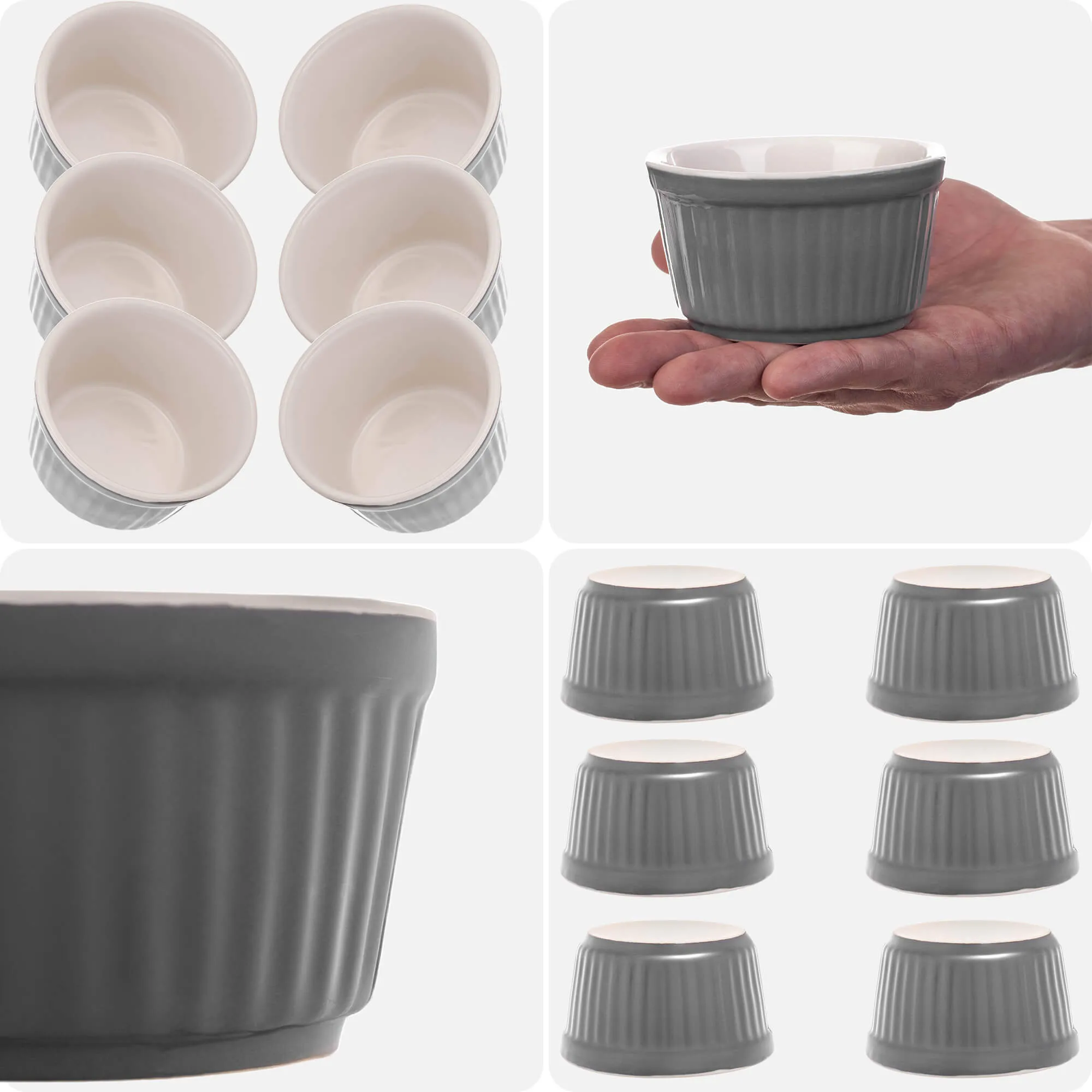 Maes keraminė kepimo forma 9 x 5 cm pilka 6 vnt.