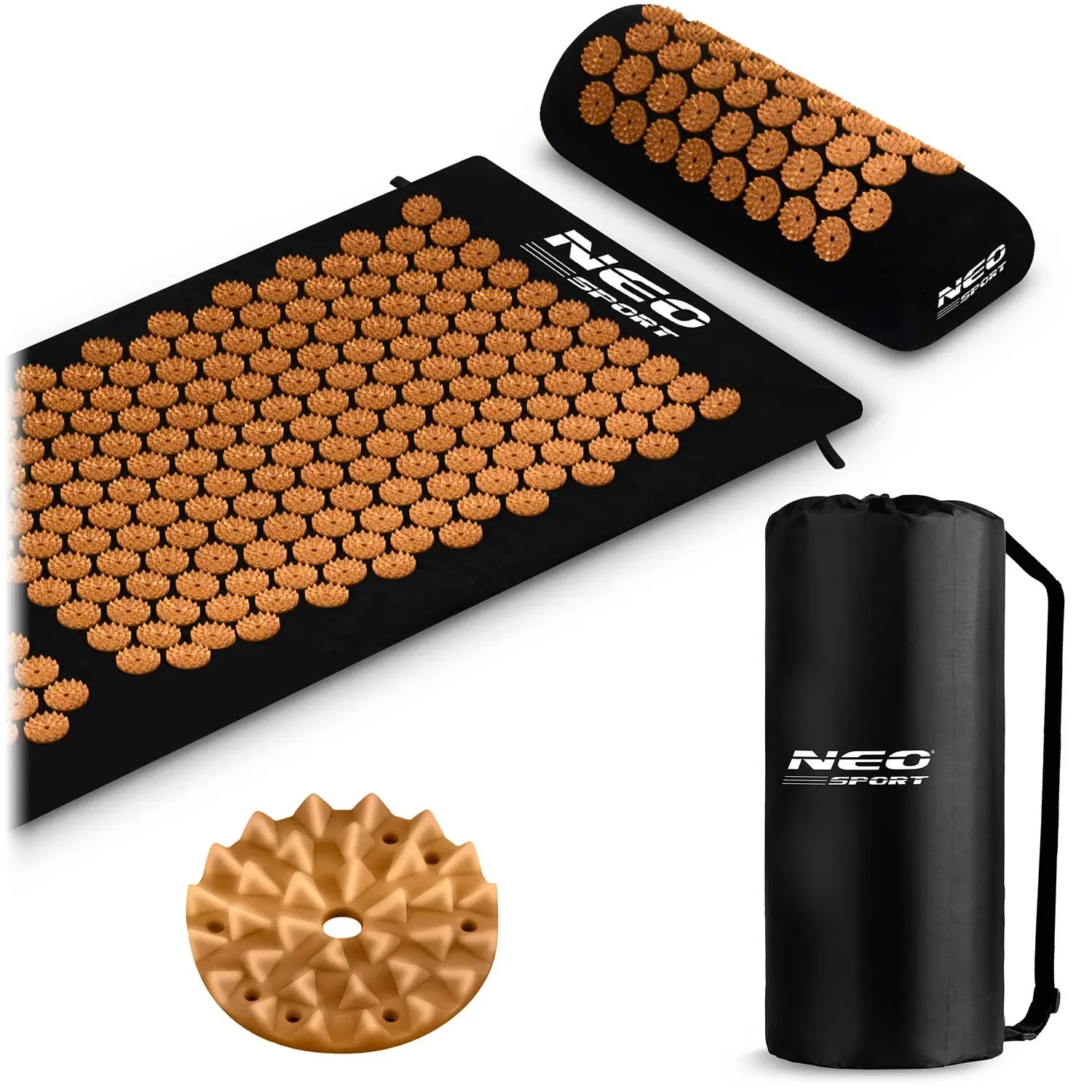 Neo-Sport NS-901 juodas ir auksinis akupresūros kilimėlis su smaigaliais - nuotrauka 1