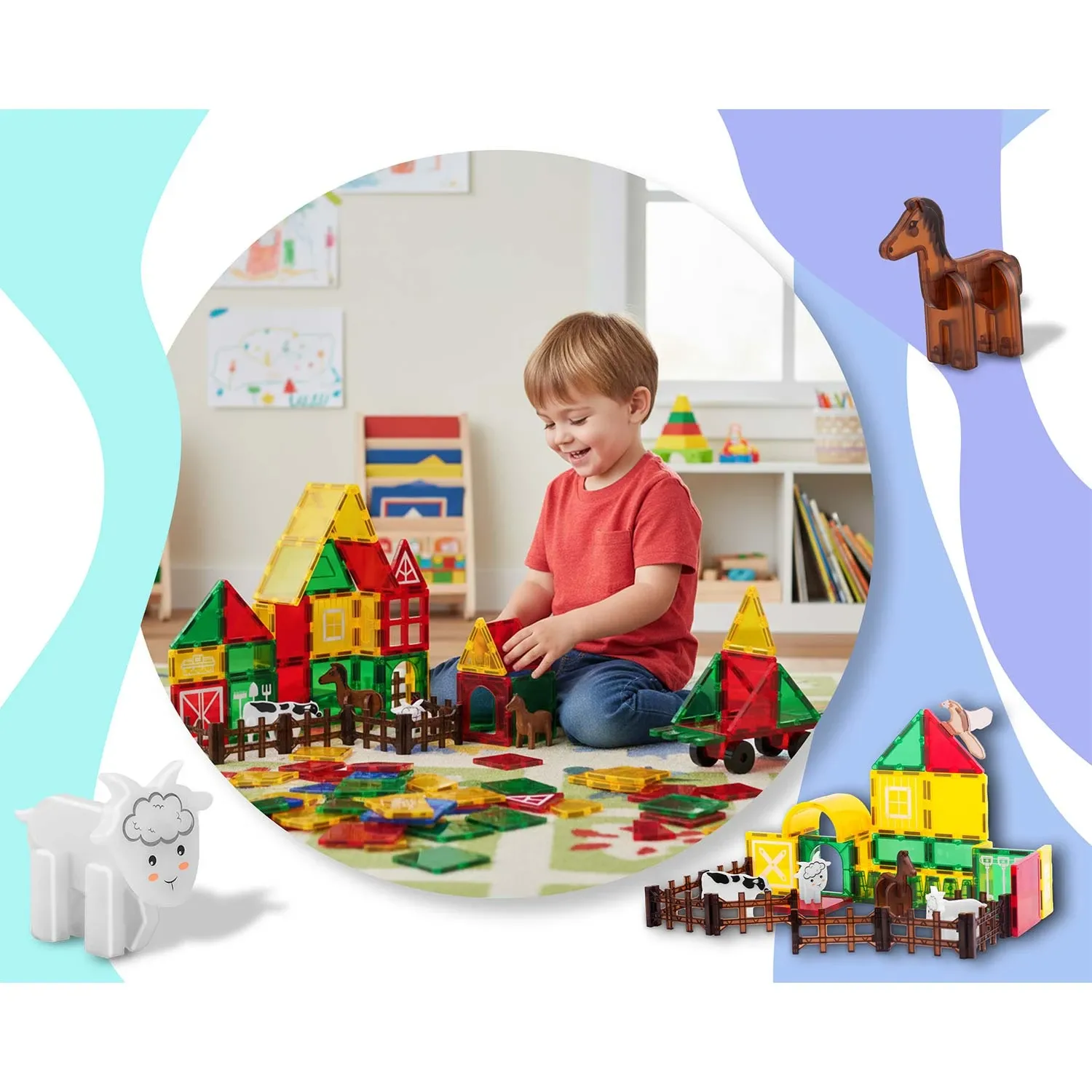 Magnetiniai edukaciniai konstruktoriai gyvūnų ferma RK-781 Ricokids - nuotrauka 1