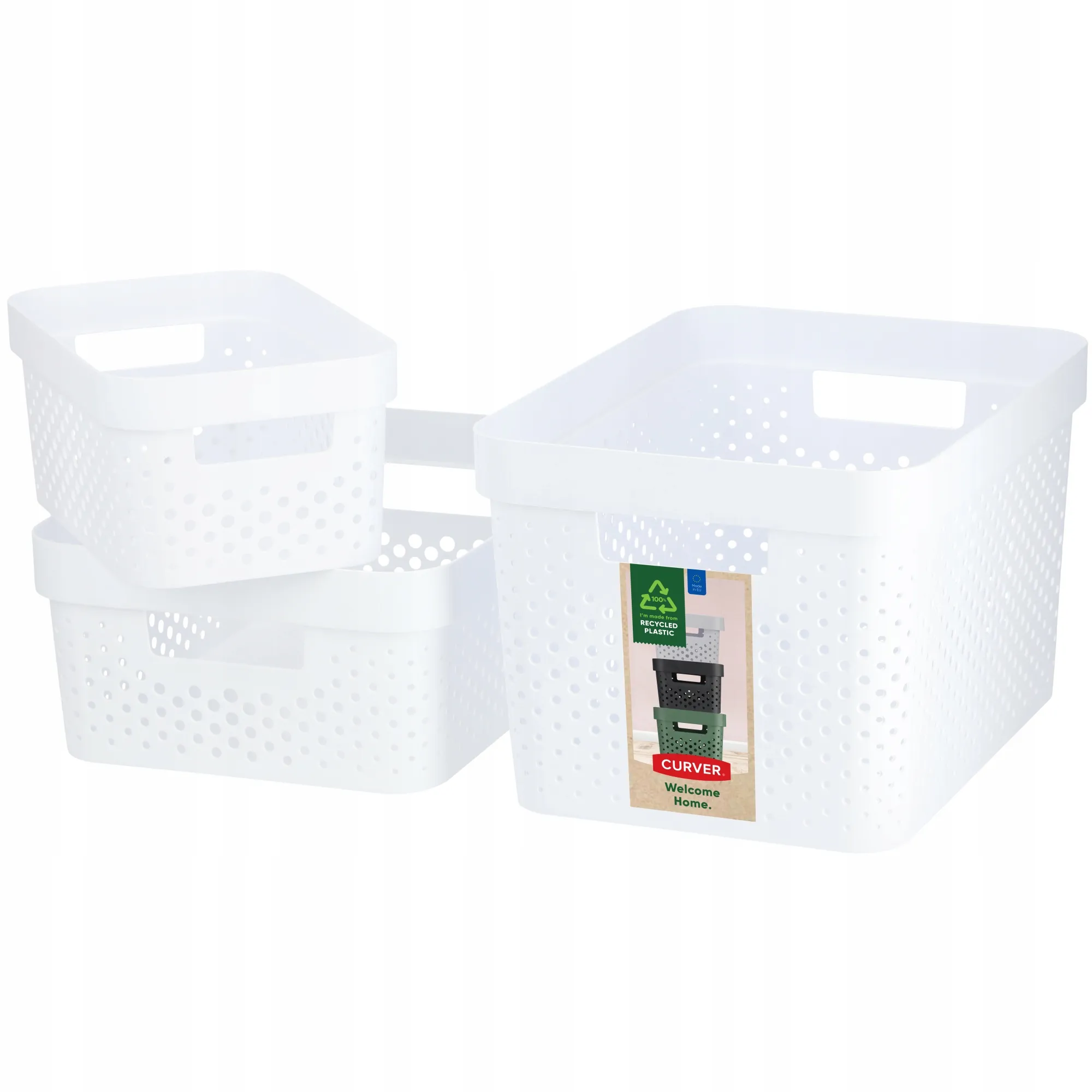 „Curver Infinity“ sandėliavimo konteineriai 4,5 + 11 + 17 l, balti