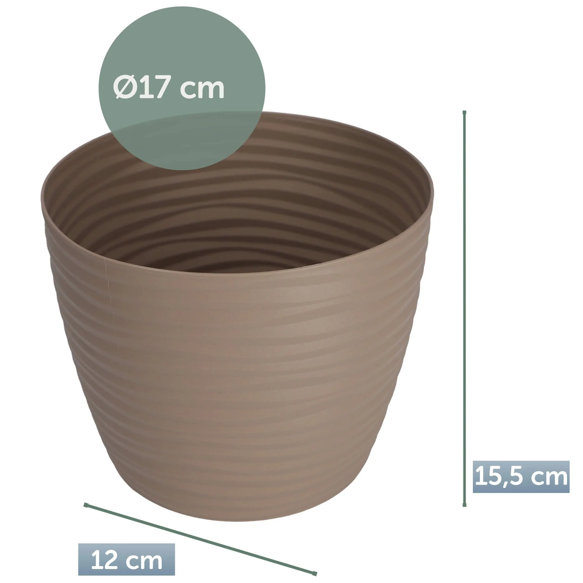 Apvalus gėlių vazonas su lėkštute 17 cm