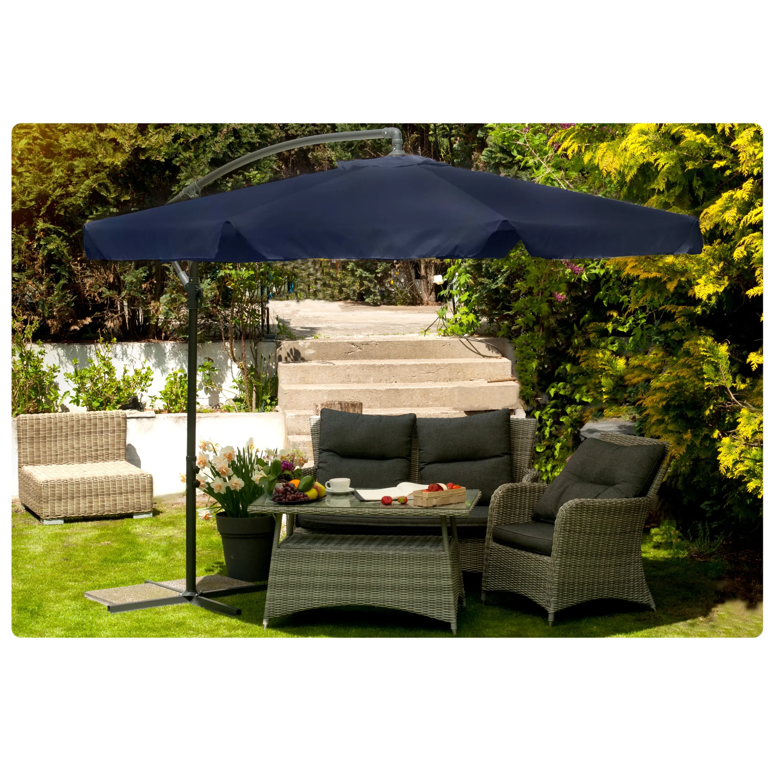 Sulankstomas sodo skėtis, 6 segmentų, tamsiai mėlynas, 350 cm - nuotrauka 1