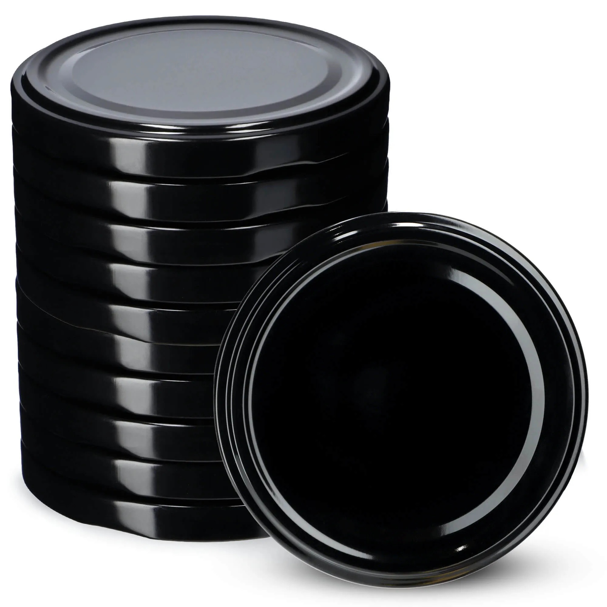 Metaliniai dangteliai „Valsta“ stiklainiams, 10 vnt., 66 mm skersmens, juodi