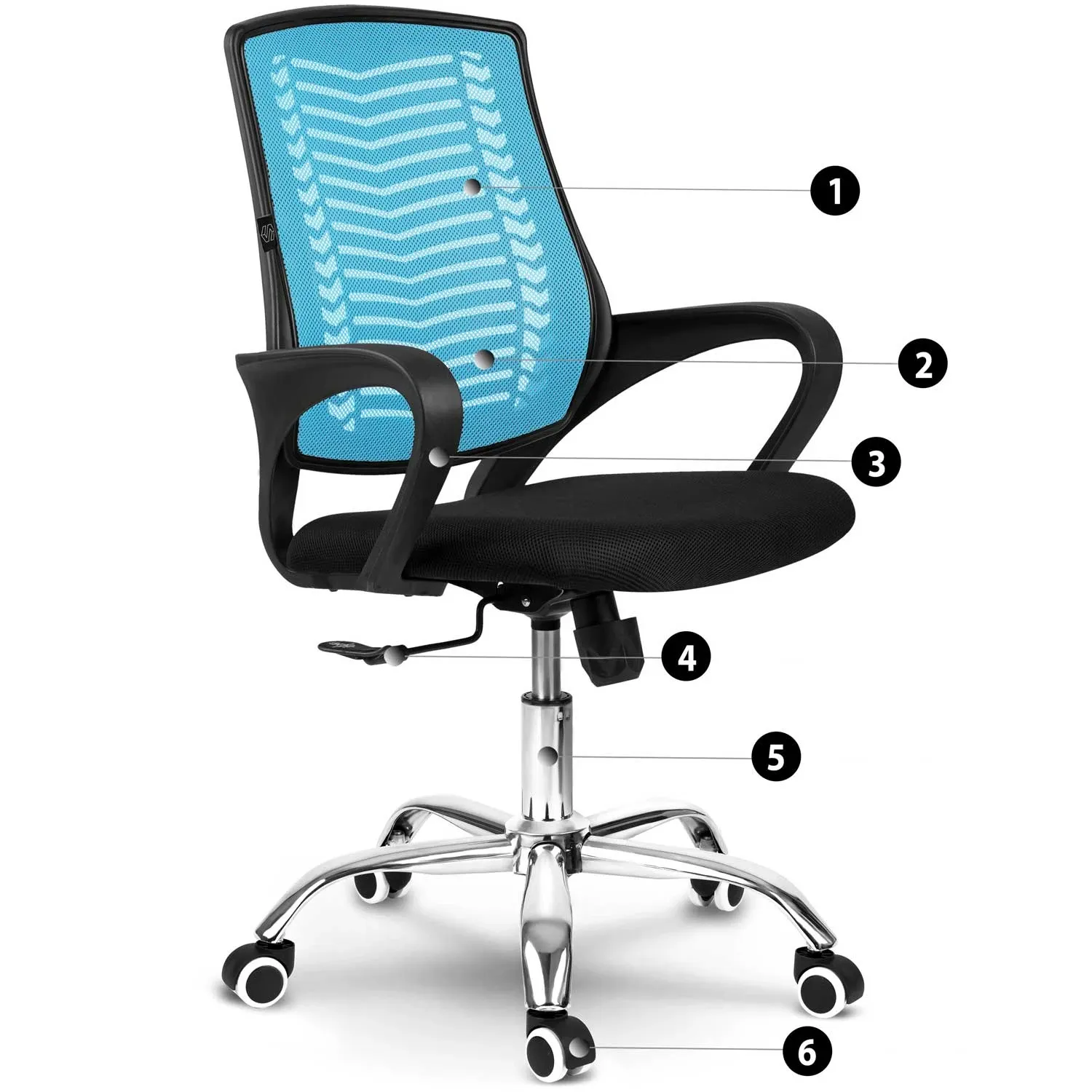 Sofotel Denar mikro tinklelio biuro kėdė, mėlyna - nuotrauka 1