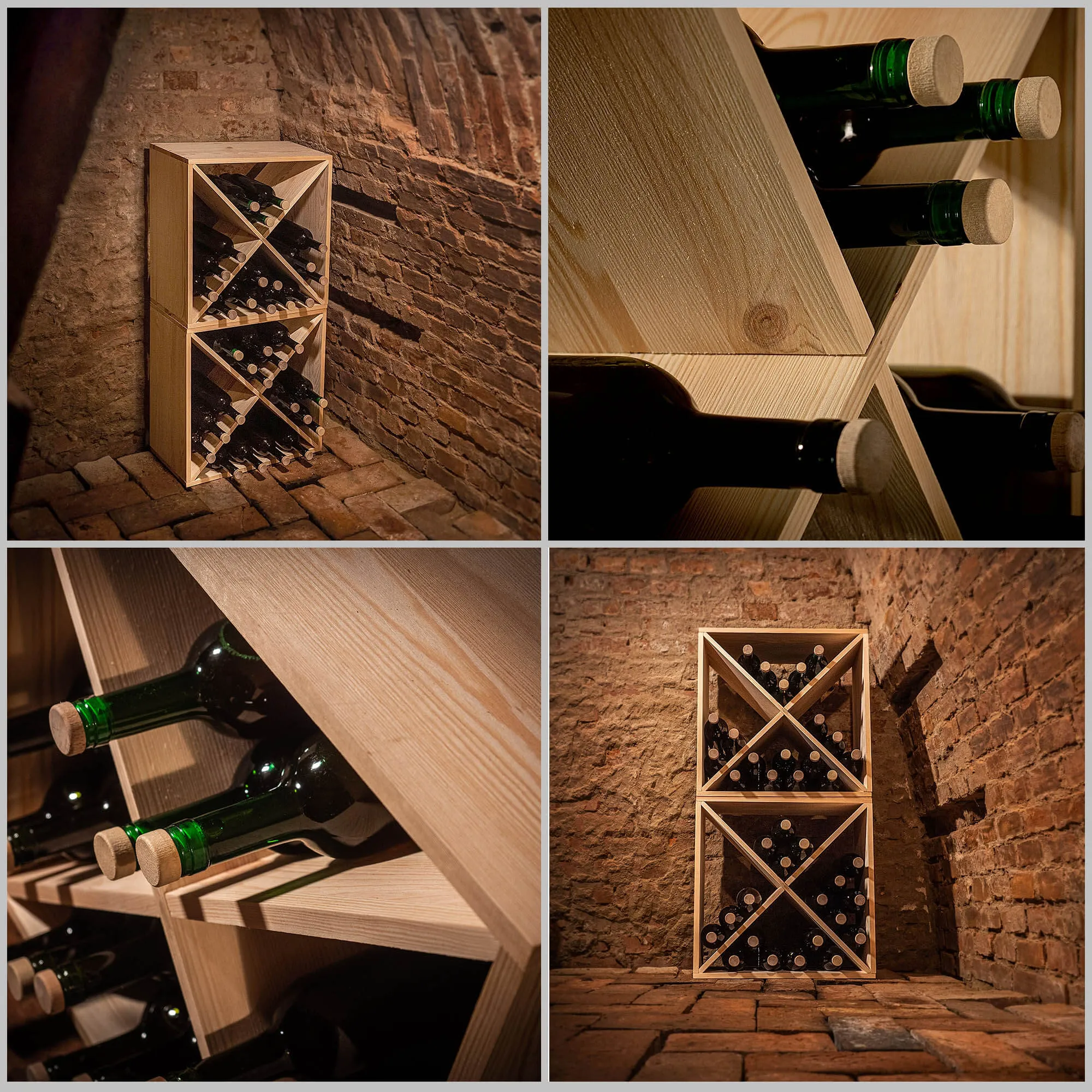 „Loreo X“ vyno lentynėlė, medinė, šviesiai ruda, 2 vnt.