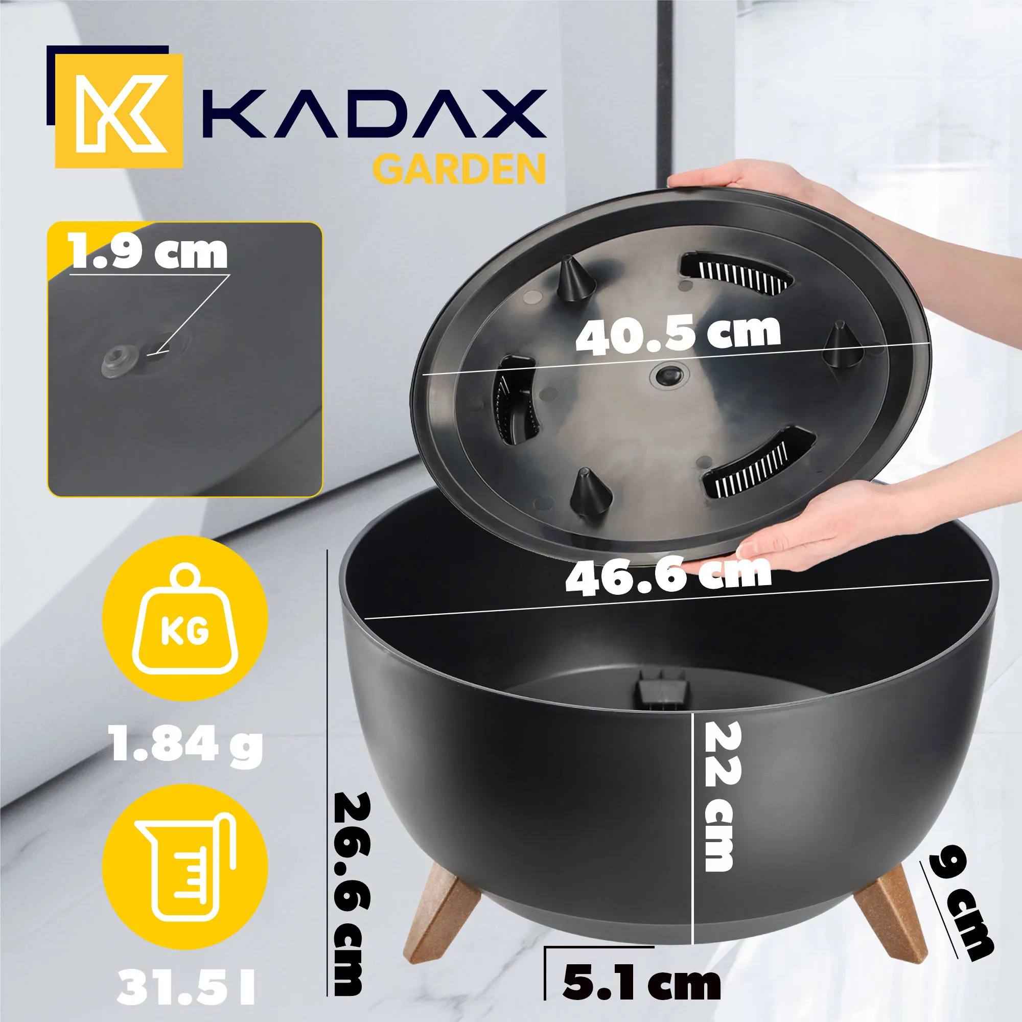 Luri gėlių dubuo su kojelėmis 47 cm