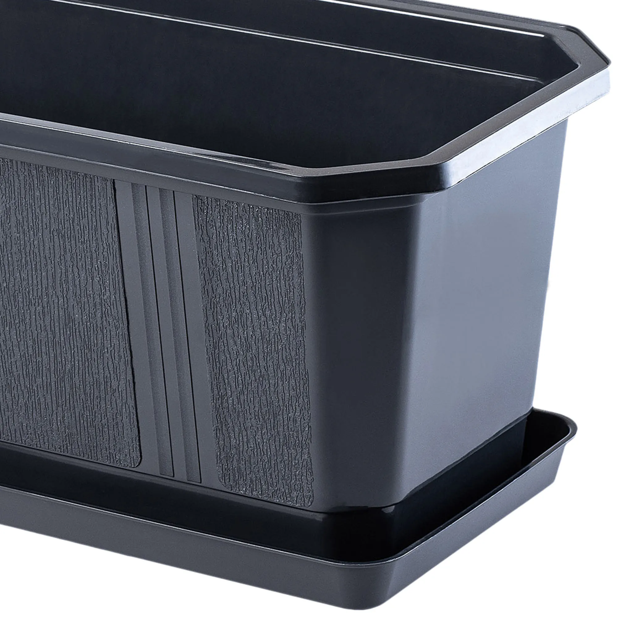 Balkoninis vazonas su rankenėlėmis grafito spalvos Oste 40 cm