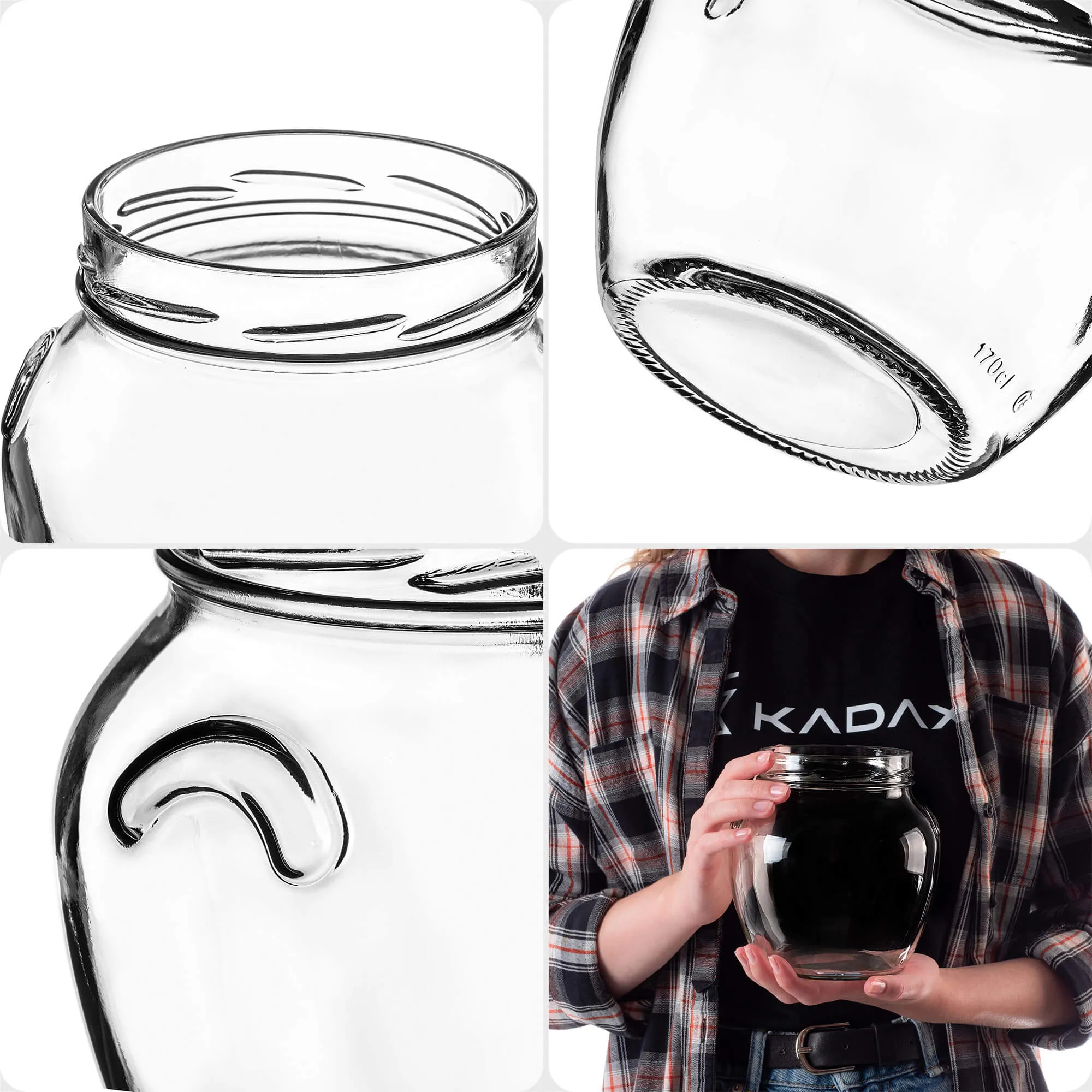 „Sassa“ konservavimo stiklainiai po 1700 ml, 2 vnt., 110 mm, + balti dangteliai