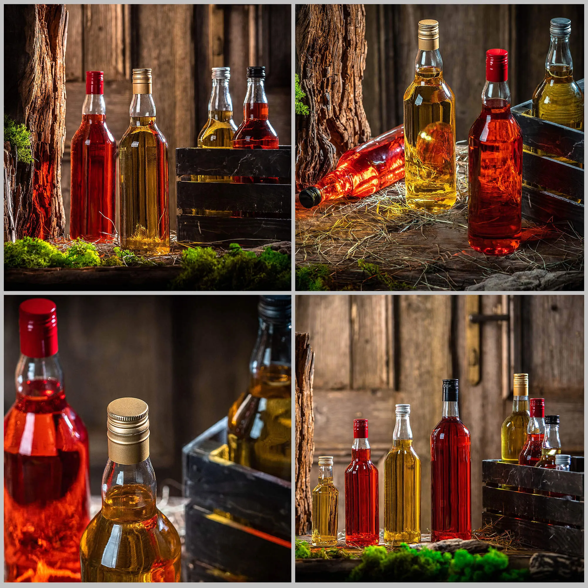 Monopol stikliniai buteliai 700 ml su ilgu raudonu dangteliu, 10 vnt.