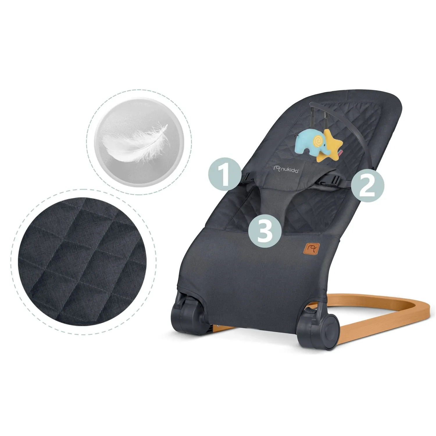 Supamoji kėdė su žaislais NK-52 Nukido - antracito spalvos - nuotrauka 1