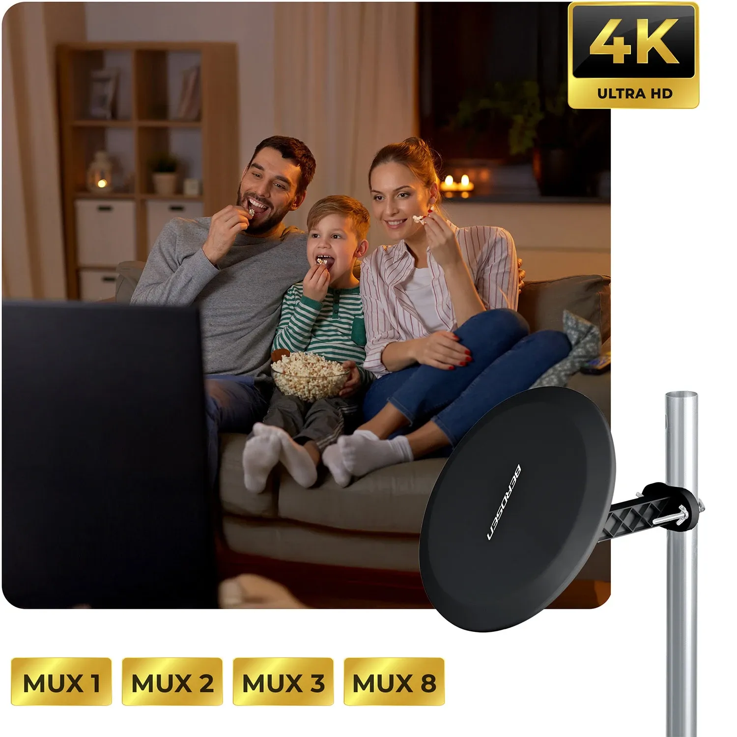 „Berdsen BD-955“ juoda vidaus/lauko televizijos ultra HD 4K antena - nuotrauka 1