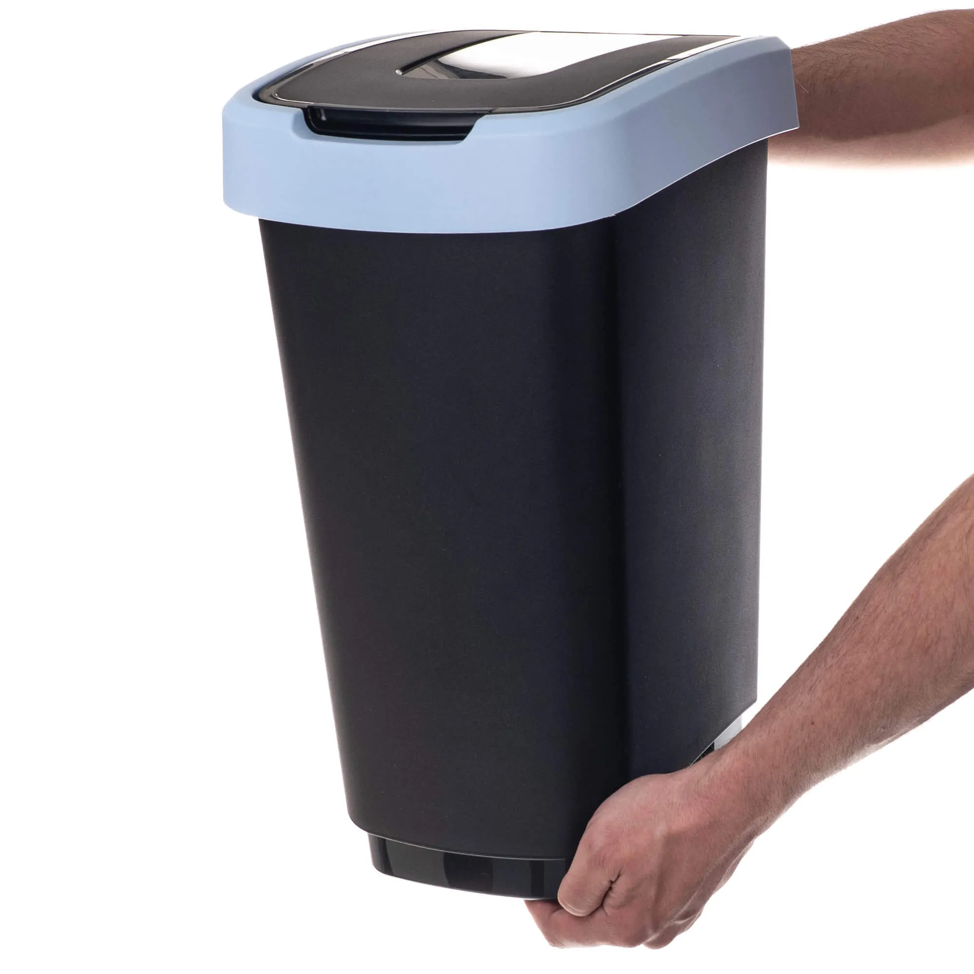 Morin 25 l šiukšliadėžė su besisukančiu dangčiu, juodos ir mėlynos spalvos