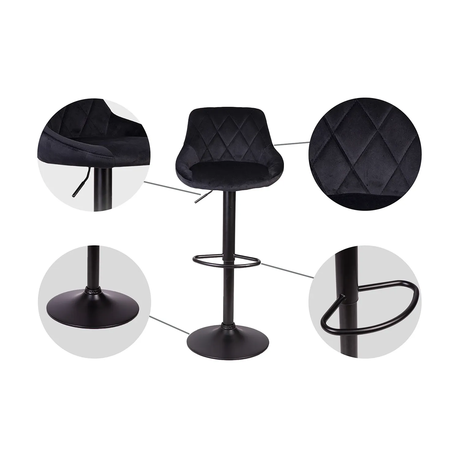 Nerra Sofatel juoda baro kėdė su atlošu ir juodu pagrindu - nuotrauka 1