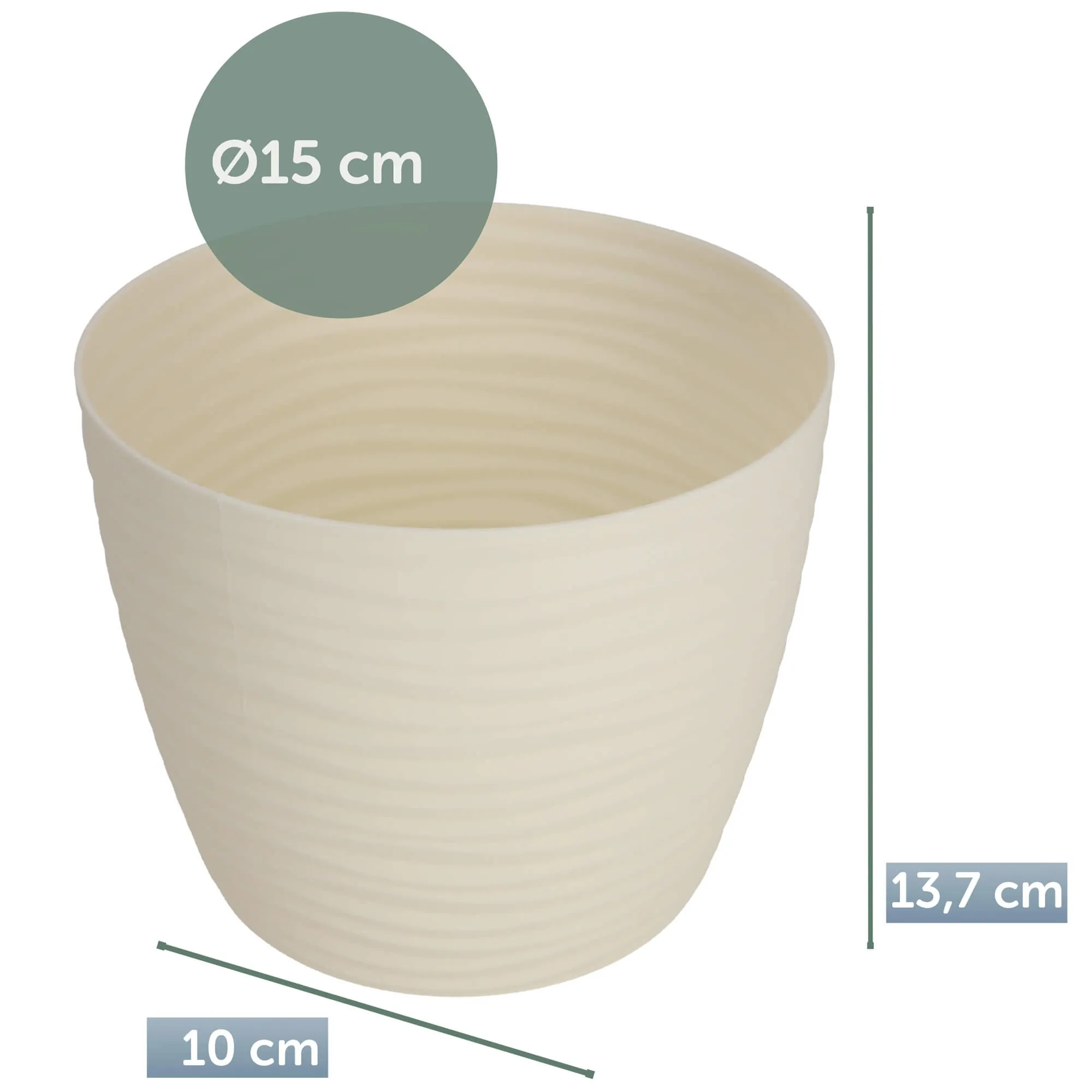 Apvalus gėlių vazonas su lėkštute 15 cm