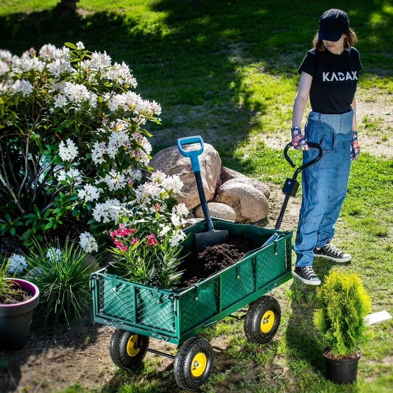 3 viename sodo transportavimo vežimėlis, 300 kg, žalias