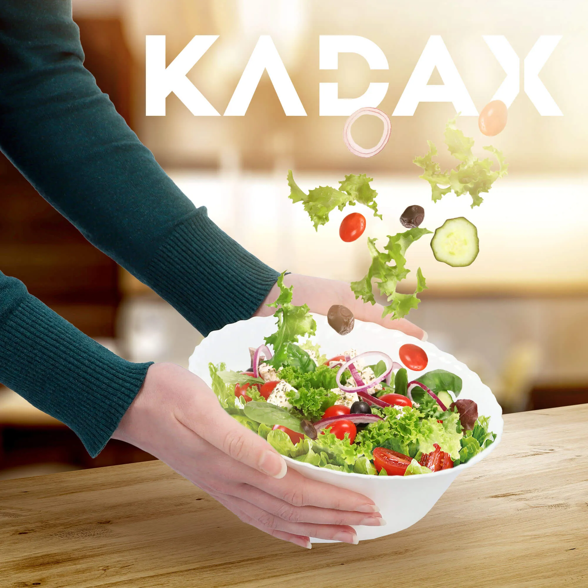 Auris stiklinis salotų dubuo, 21 cm, baltas