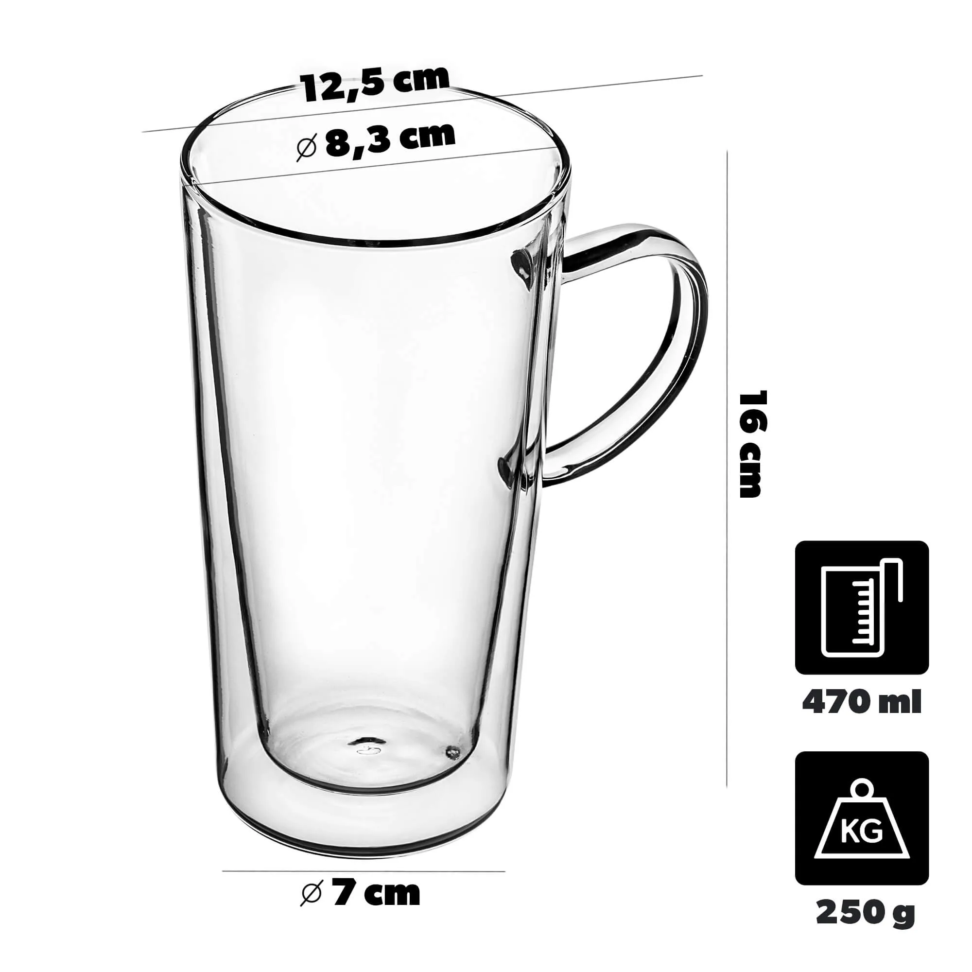 Termosinės stiklinės lattei ir gėrimams Haga 470 ml 2 vnt.
