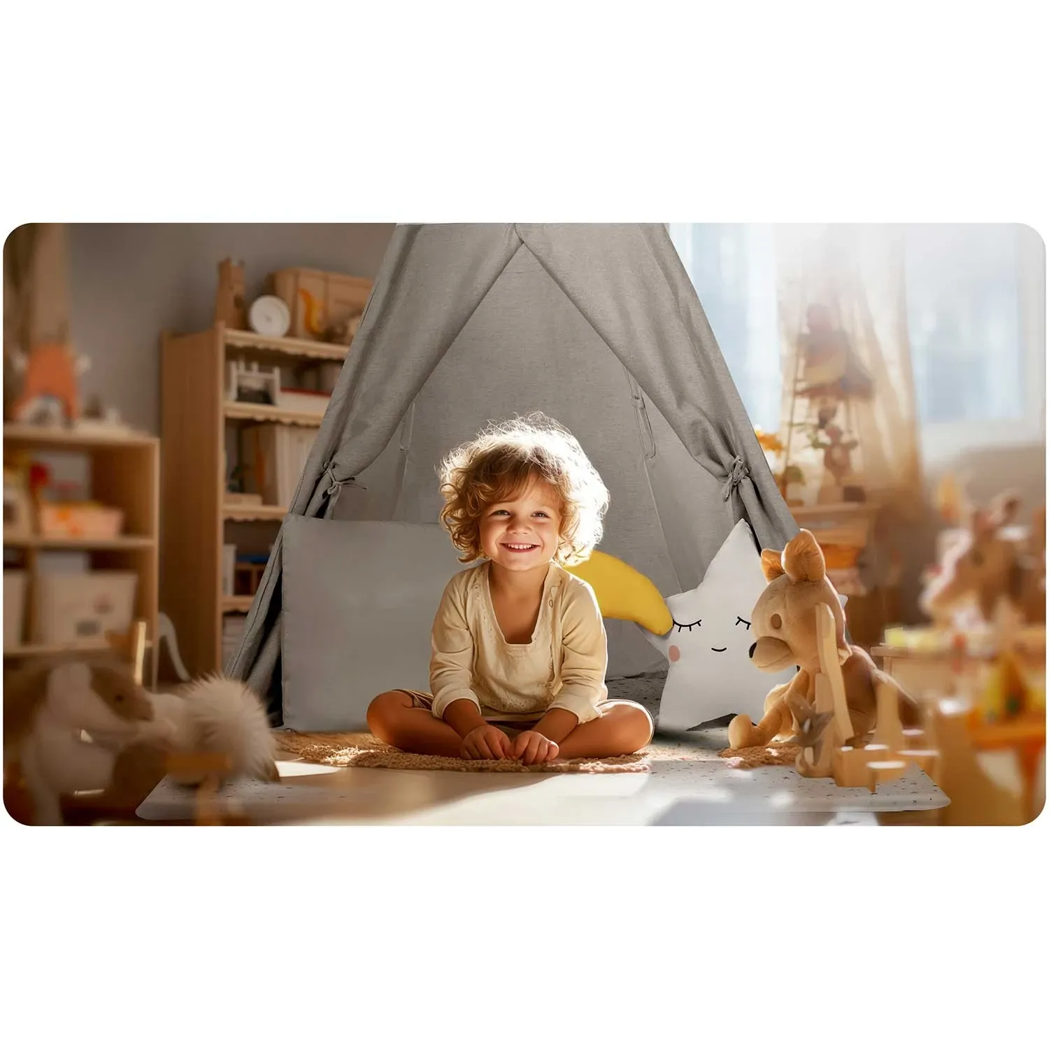 NK-406 Nukido vaikiška tipi palapinė - šviesiai pilka - nuotrauka 1