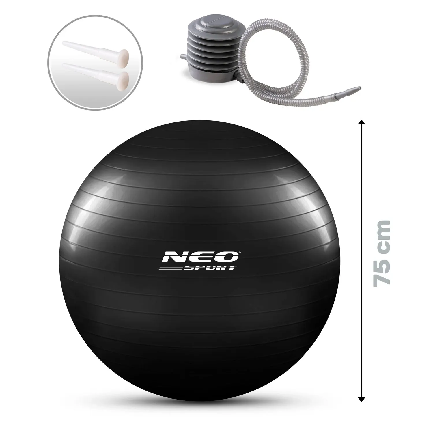 Mankštos kamuolys 75 cm NS-952 juodas - nuotrauka 1