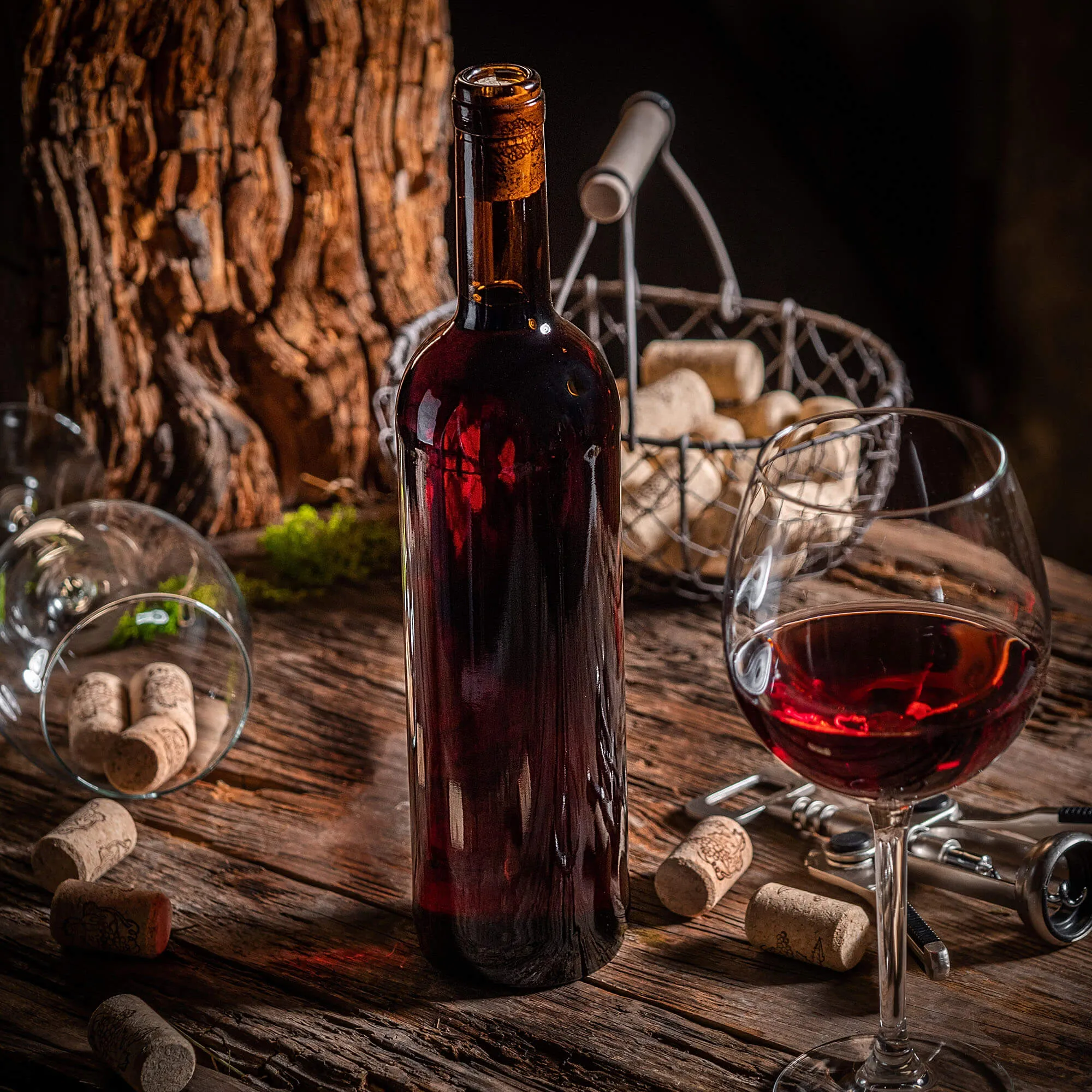 Biagio vyno butelis 750 ml rudas su aglomeruotu kamščiu 1 vnt.