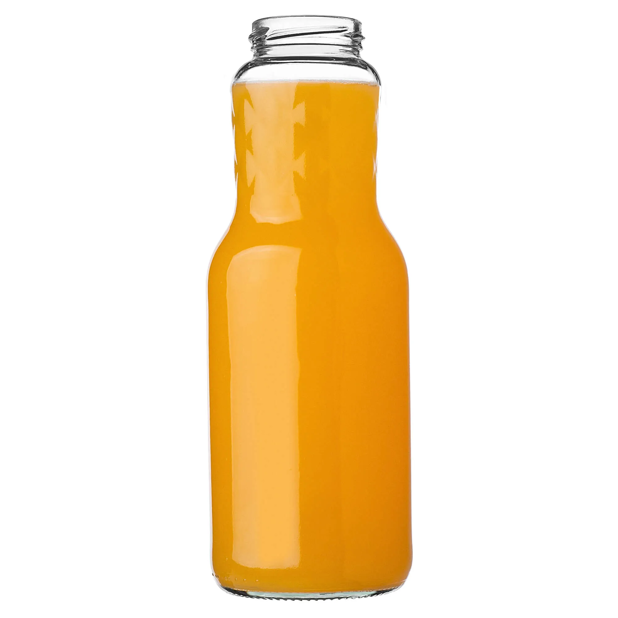 Stikliniai buteliai Sorga sultims 1L + dangteliai FI53 auksiniai 20 vnt.