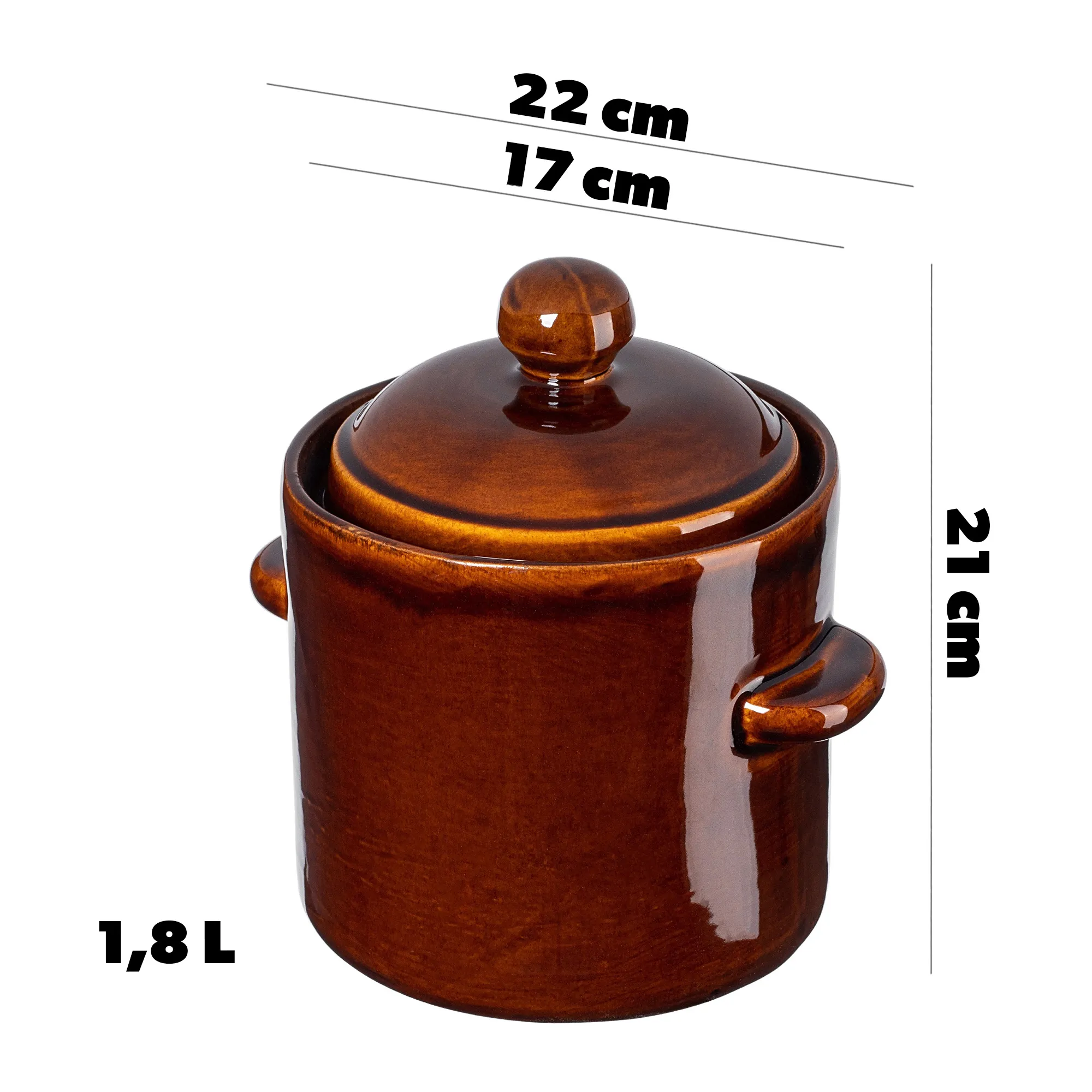 Athena 1,8 l sandarus keraminis puodas su dangčiu