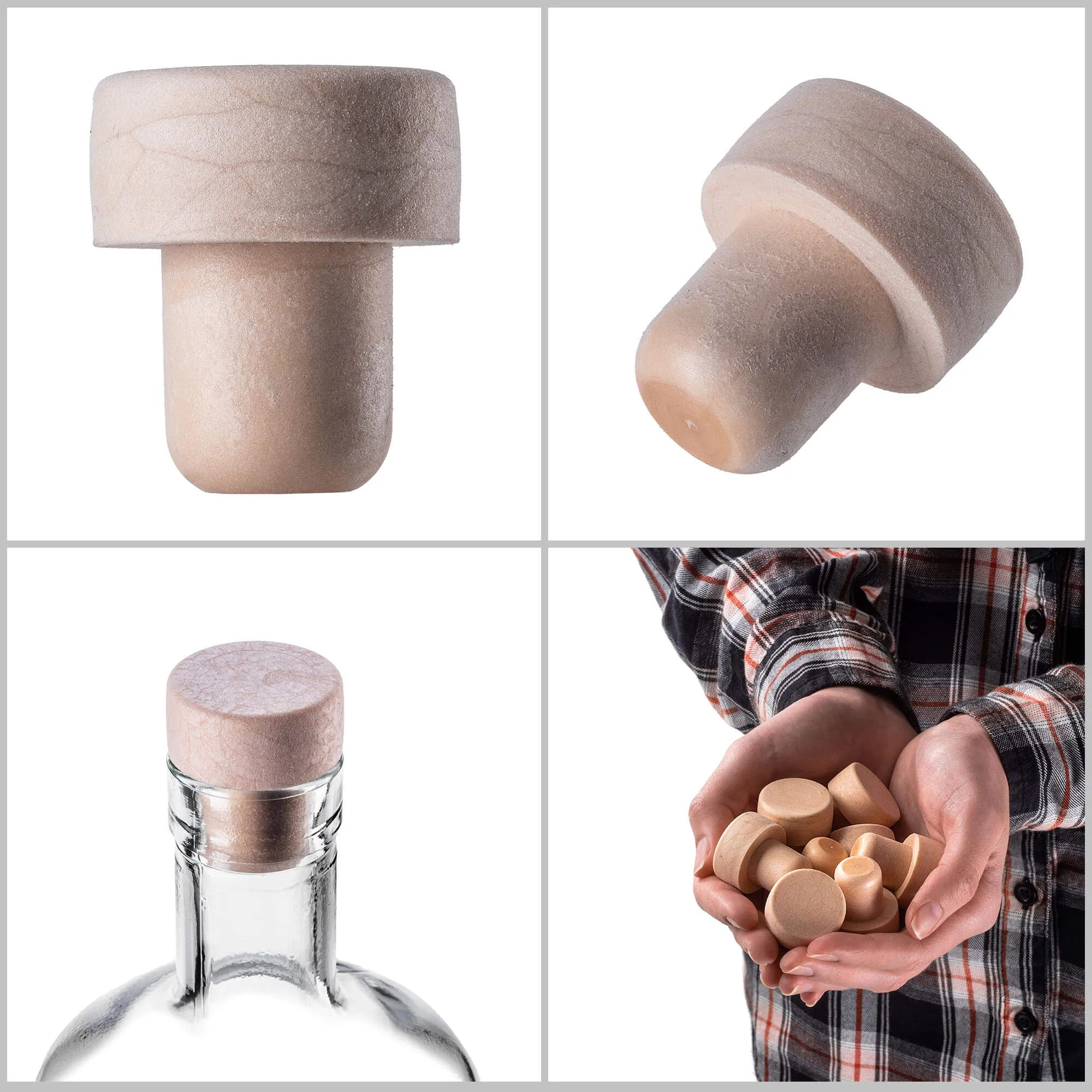 Velletri vyno butelio kamštis, sintetinis grybo formos, 21,5 mm, 100 vnt.