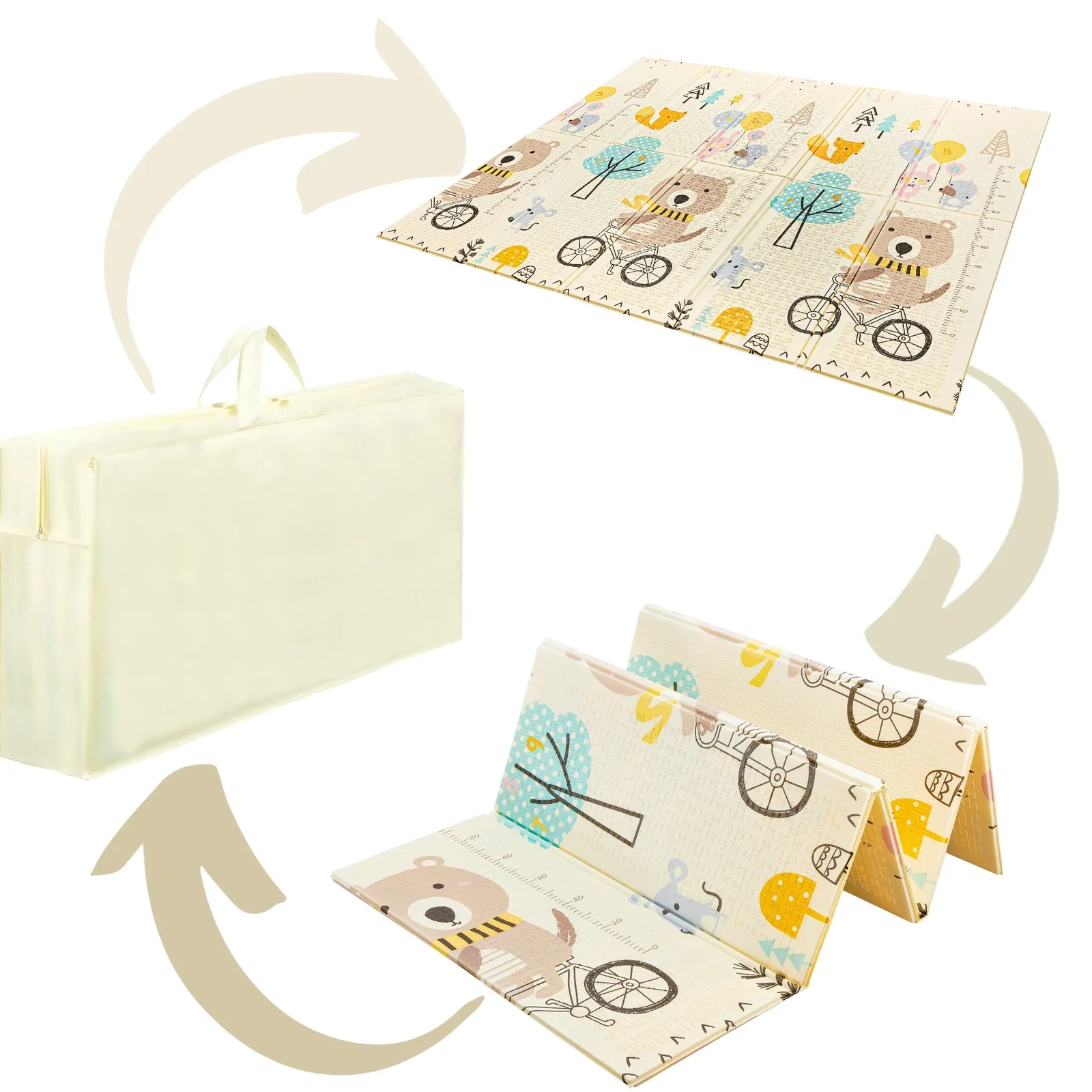 Žaidimų kilimėlis kūdikiams Meškiukas ant dviračio 200 x 180 cm