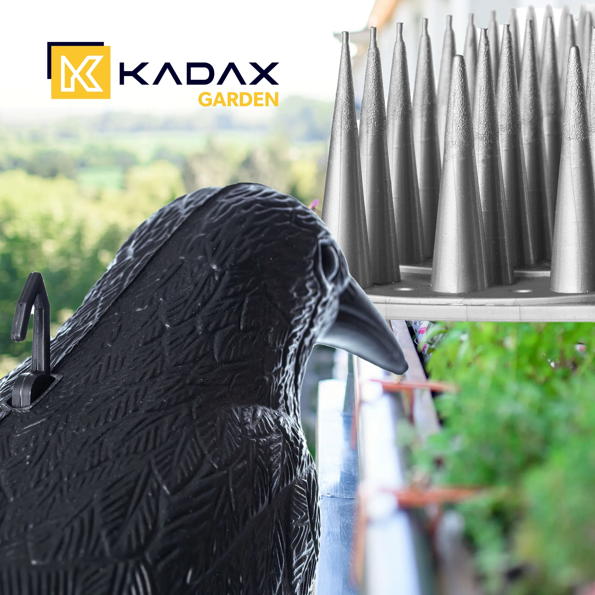 Plastikiniai paukščių spygliai 6 vnt., sidabriniai + varnas