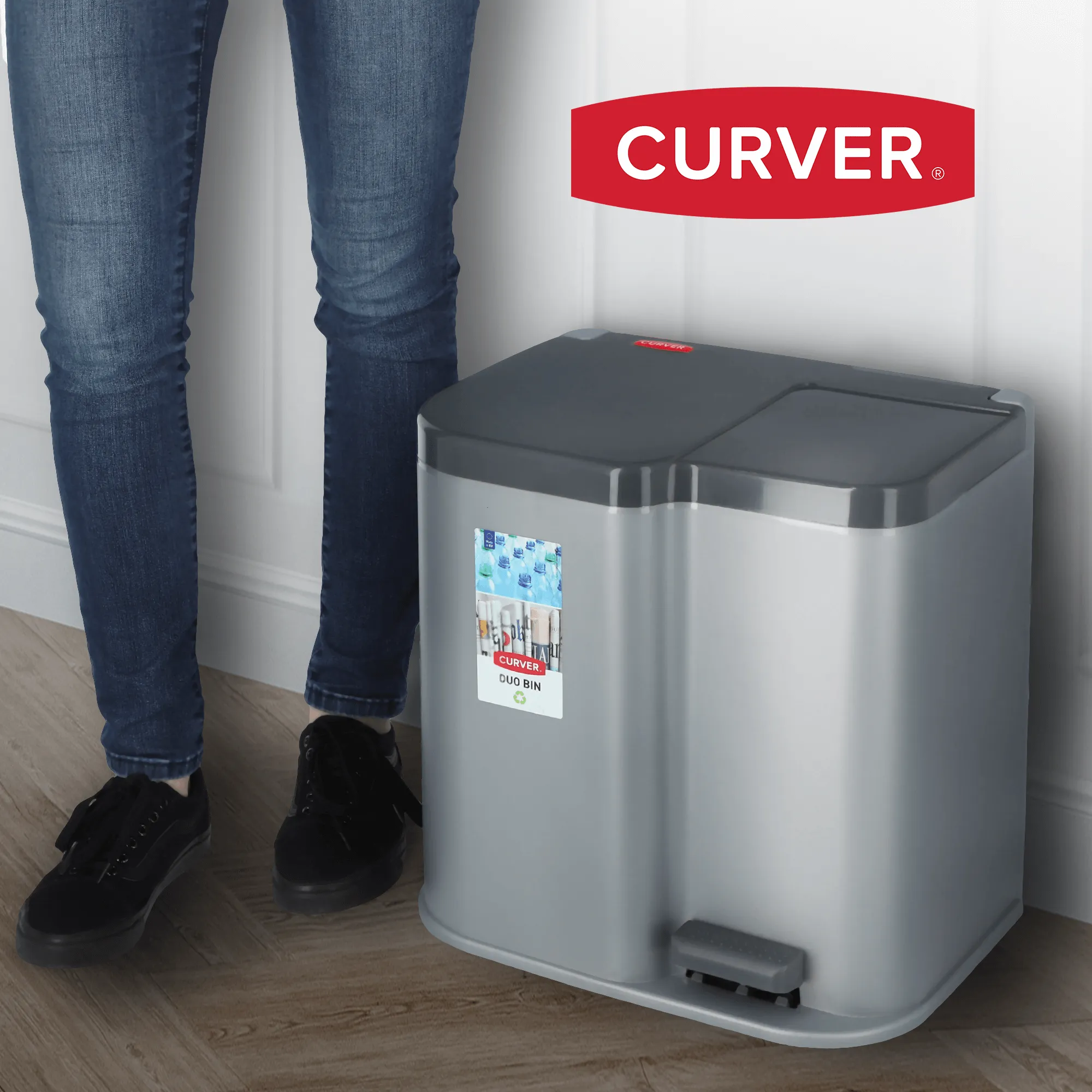 Curver Duo Pedalbin 21L atliekų rūšiavimo dėžė, pilka