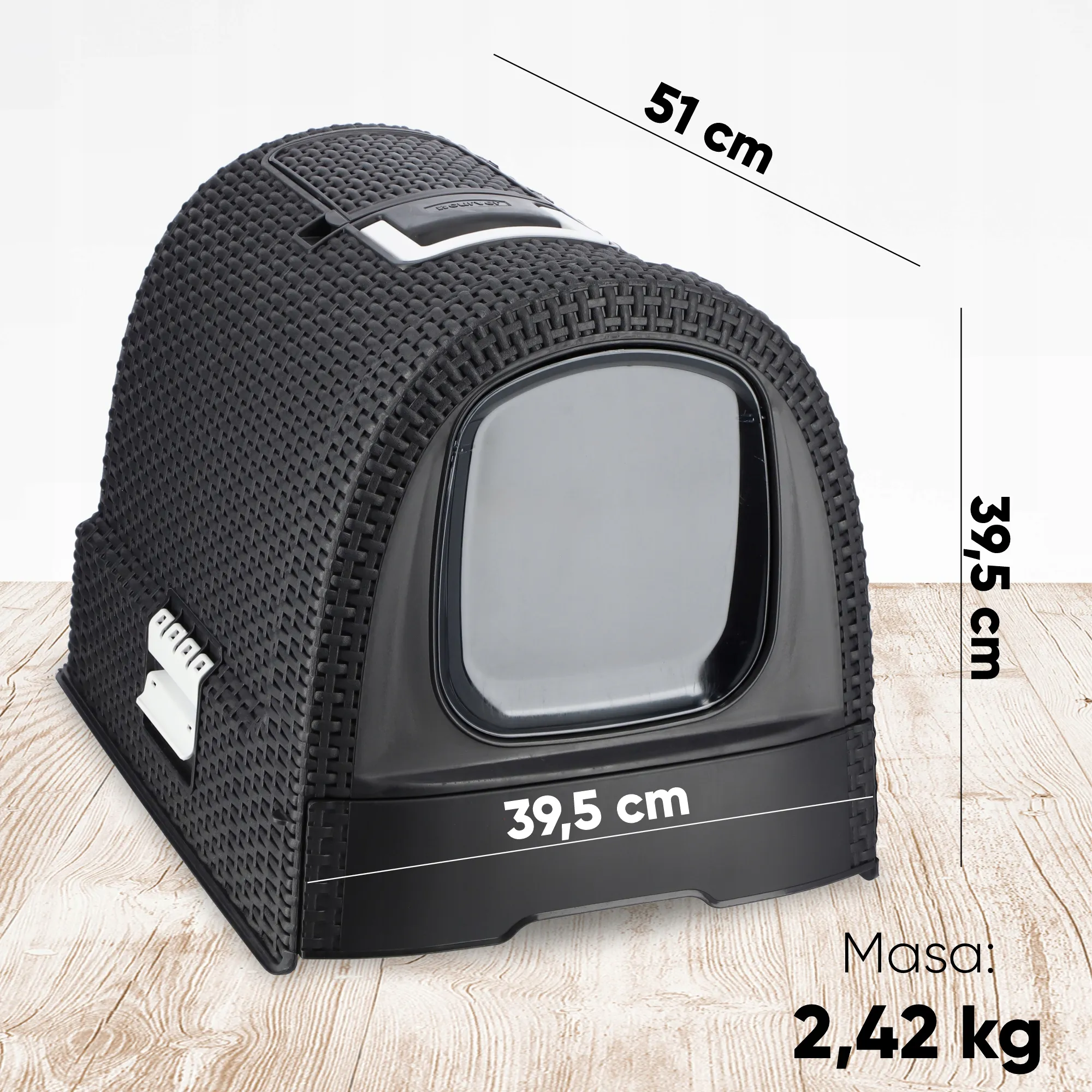 Curver Pet Life kačių kraiko dėžutė + nešioklė, grafito spalvos