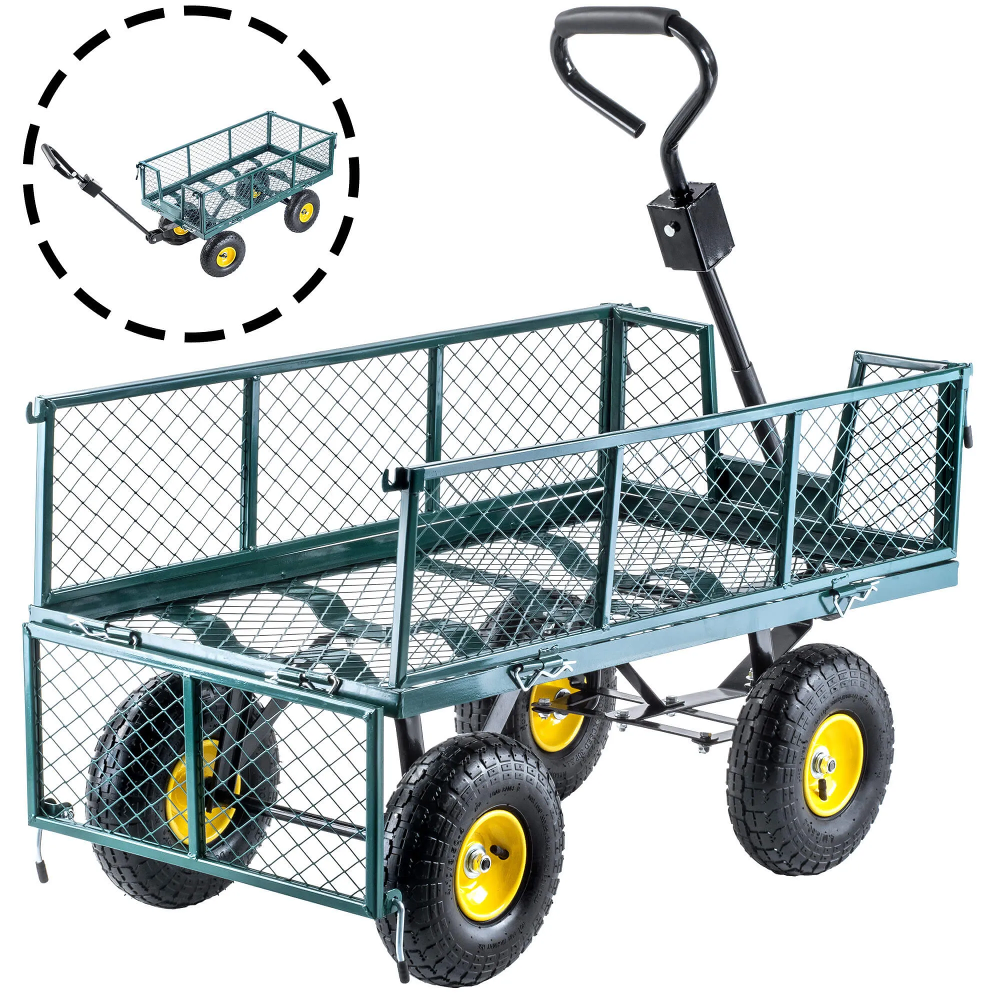 3 viename sodo transportavimo vežimėlis, 300 kg, žalias