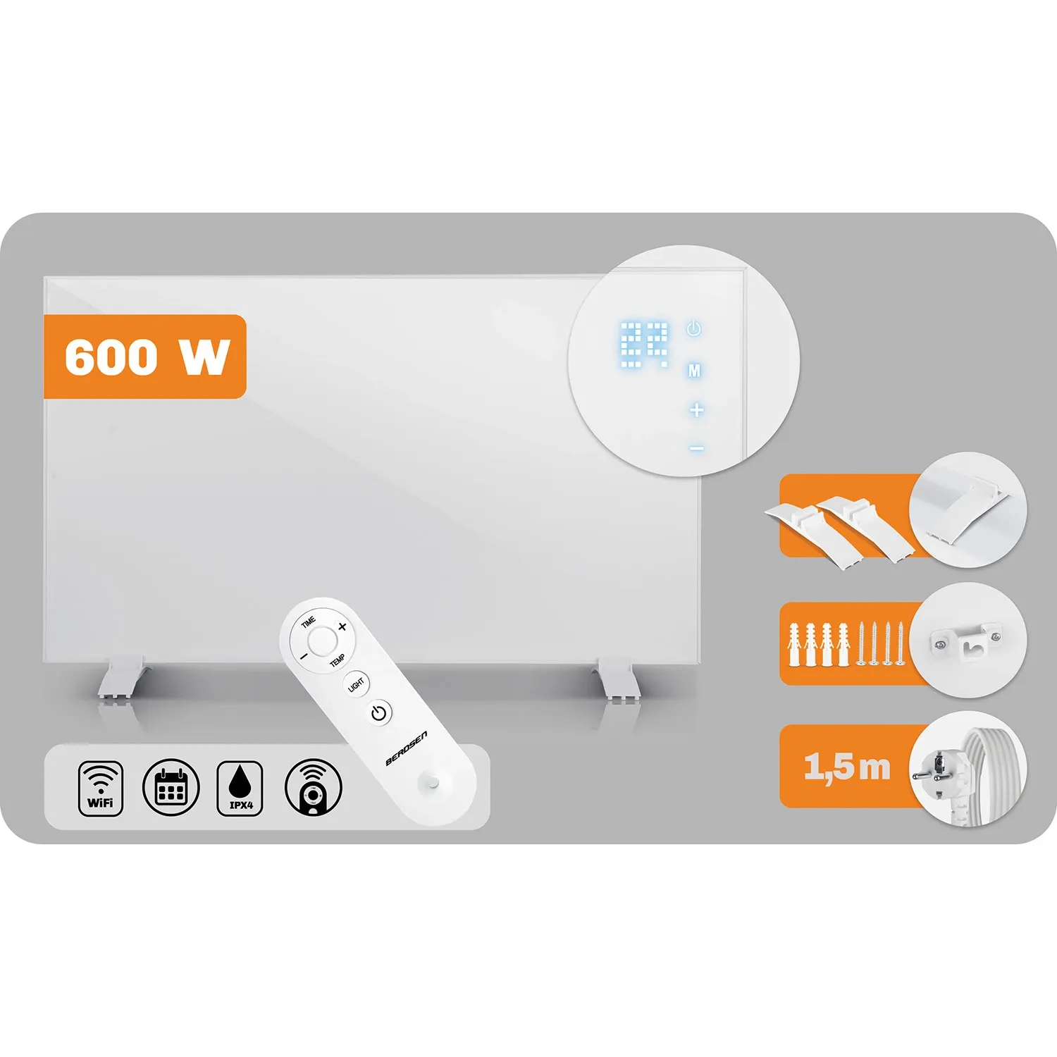Infraraudonųjų spindulių šildytuvas 600 W Berdsen BD-981 su WiFi nuotolinio valdymo programėle - nuotrauka 1