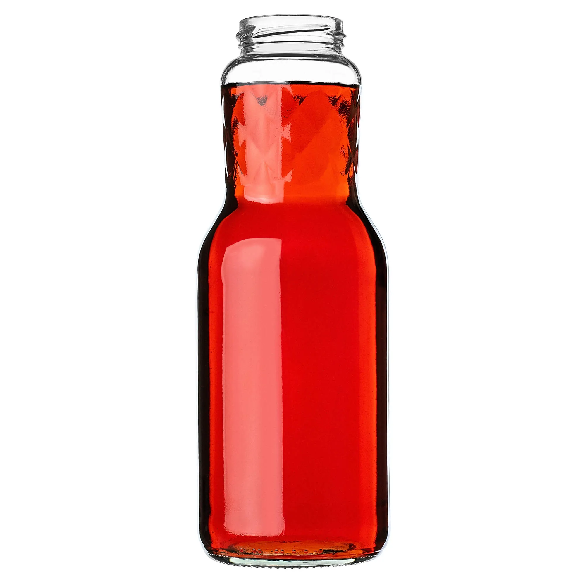 Stikliniai buteliai Sorga sultims 1L + dangteliai FI53 auksiniai 5 vnt.