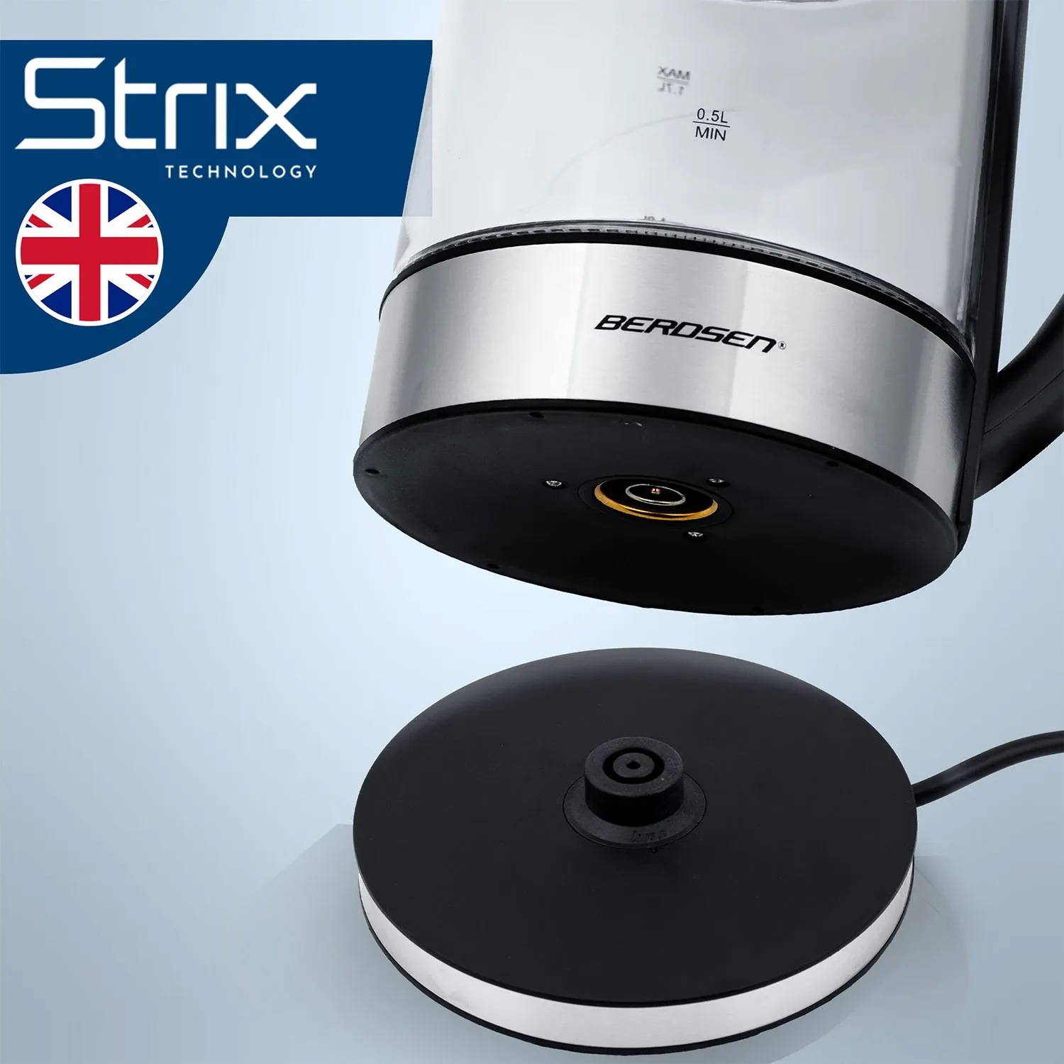 Elektrinis stiklinis virdulys su temperatūros reguliatoriumi 1,7 l 2200 W Berdsen BD-714 - nuotrauka 1