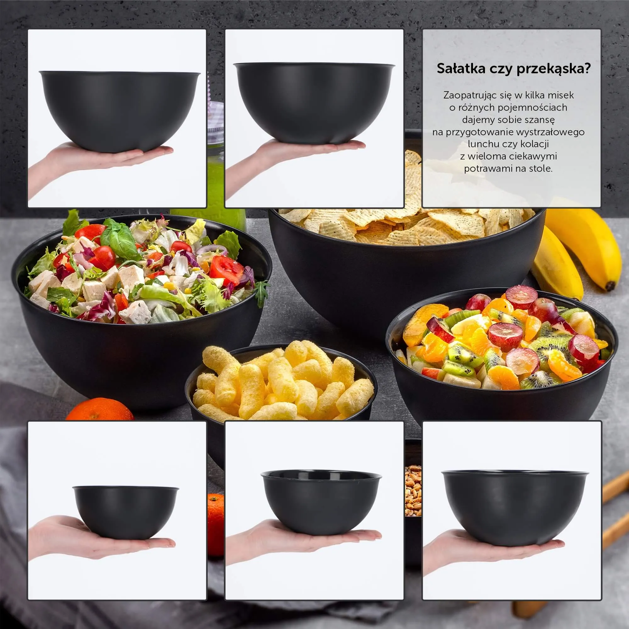 Musano 5 l plastikinis virtuvės dubuo, antracito spalvos