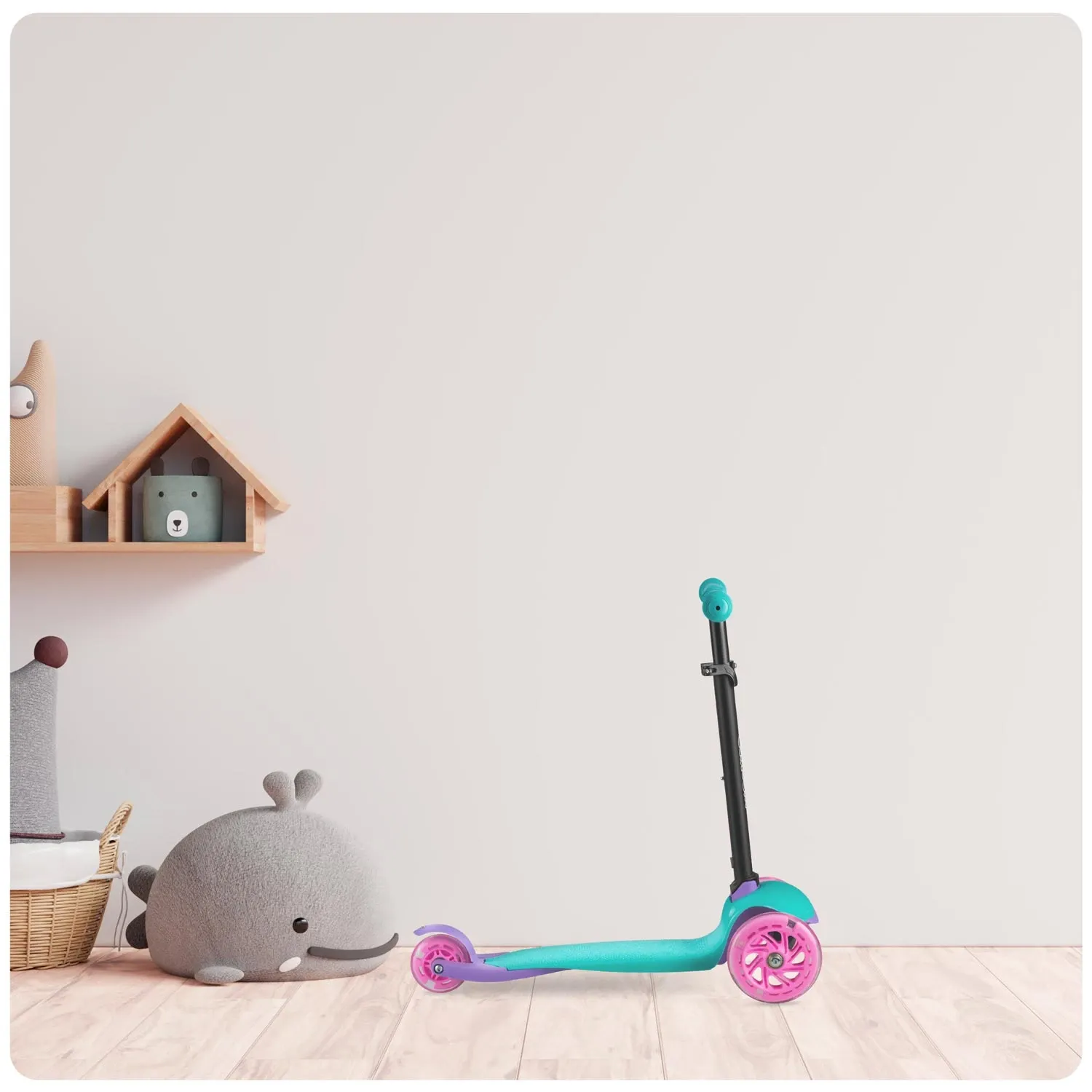 „Ricokids Loco“ triratis paspirtukas – turkio spalvos rožinis - nuotrauka 1