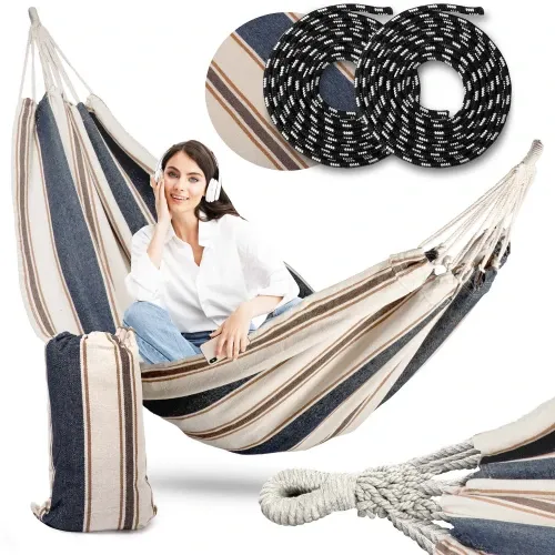 Malaga Vienvietis mėlynai baltas sodo hamakas „Sofotel“ - nuotrauka 1