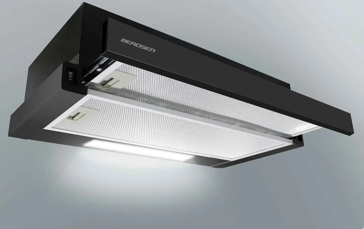 Berdsen BT-230 teleskopinis virtuvės gartraukis, matinės juodos spalvos - nuotrauka 1