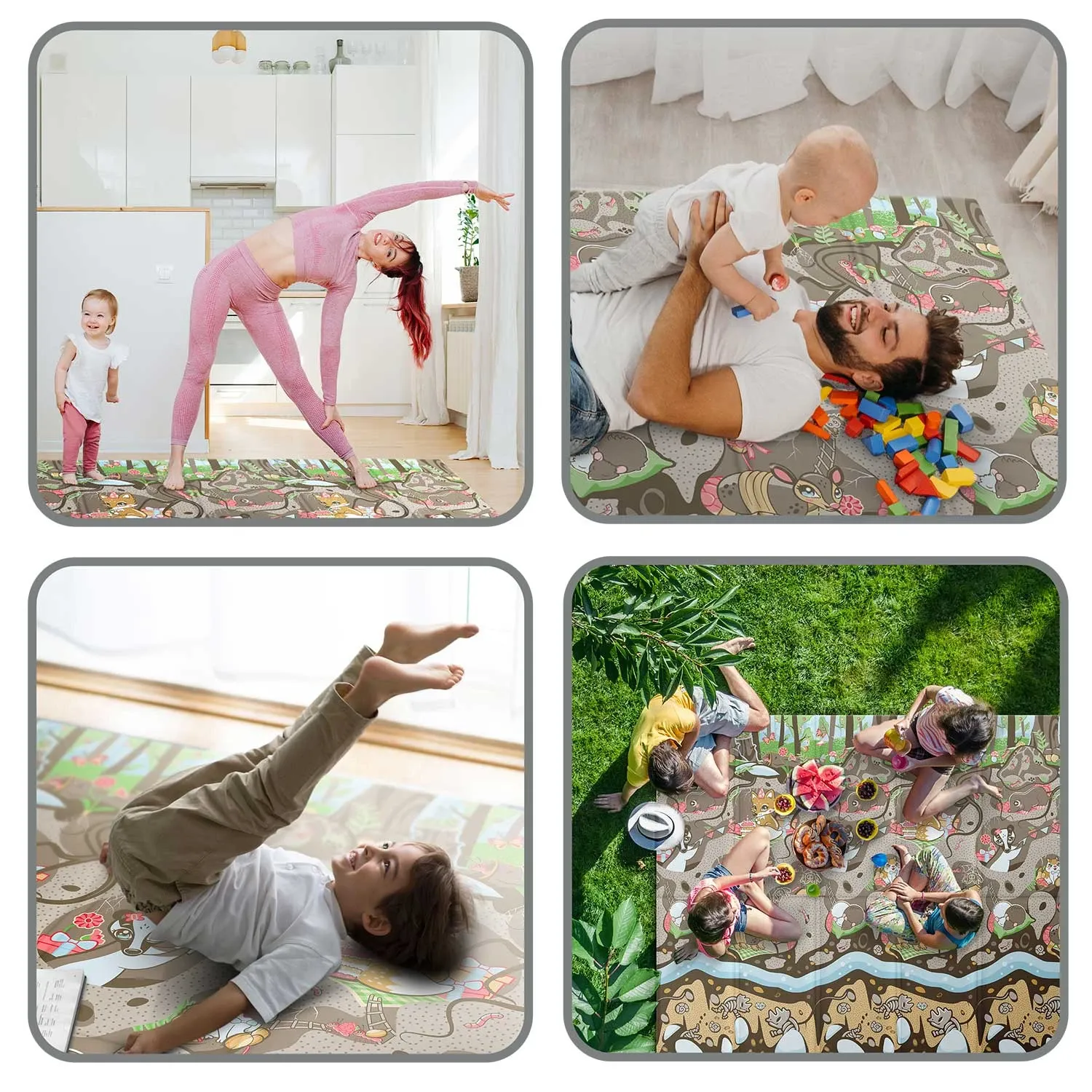 Sulankstomas putplasčio kilimėlis 200 x 180 x 1 cm Nukido NK-340 antžeminis traukinys - nuotrauka 1