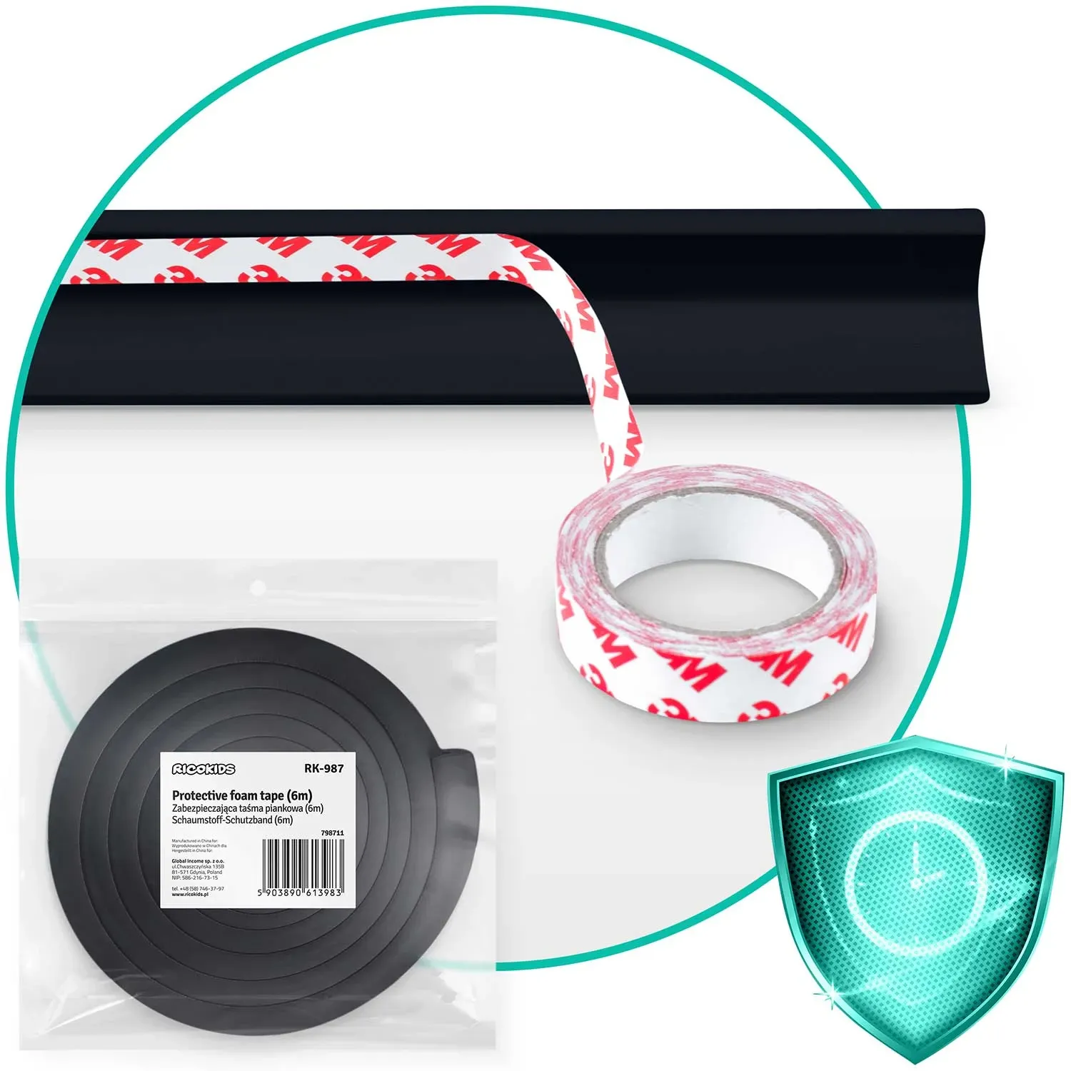 Ricokids 798711 juoda putplasčio apsauginė juosta 6 m - nuotrauka 1