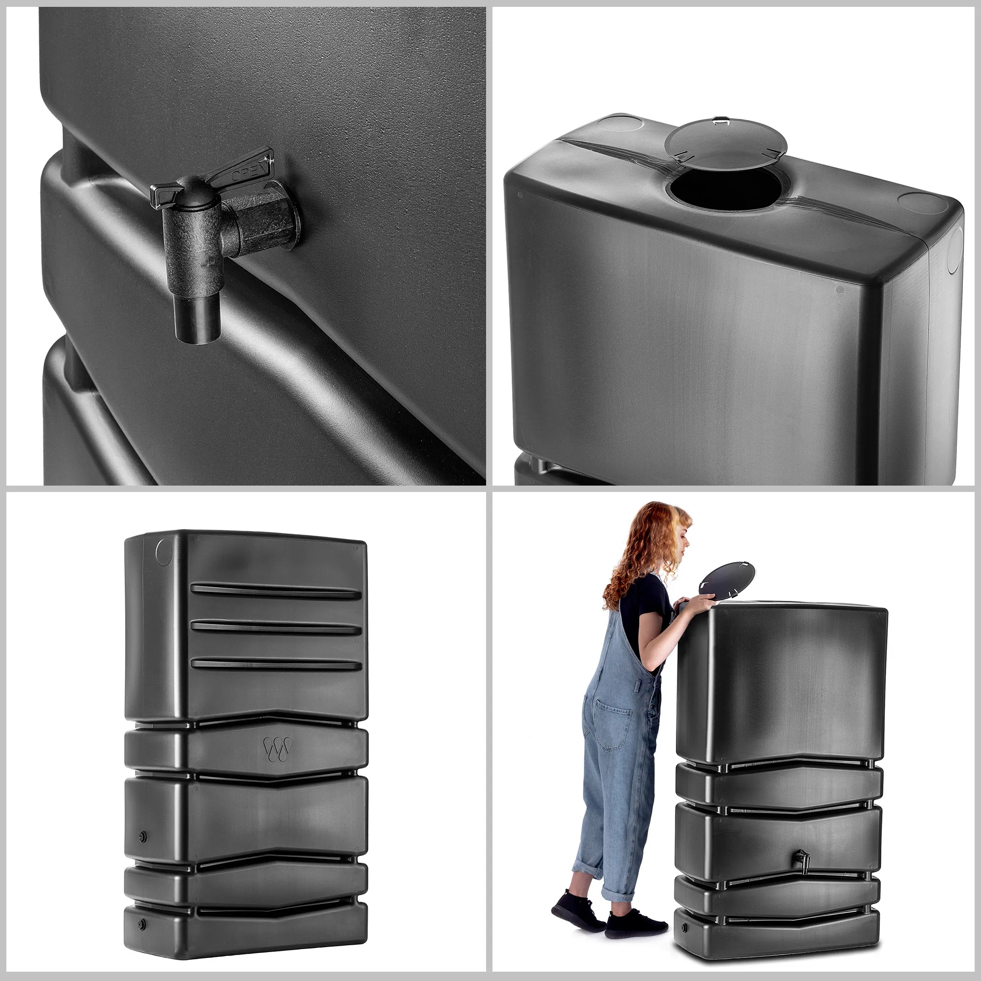 Asolo 350 l lietaus vandens bakas + prijungimo komplektas