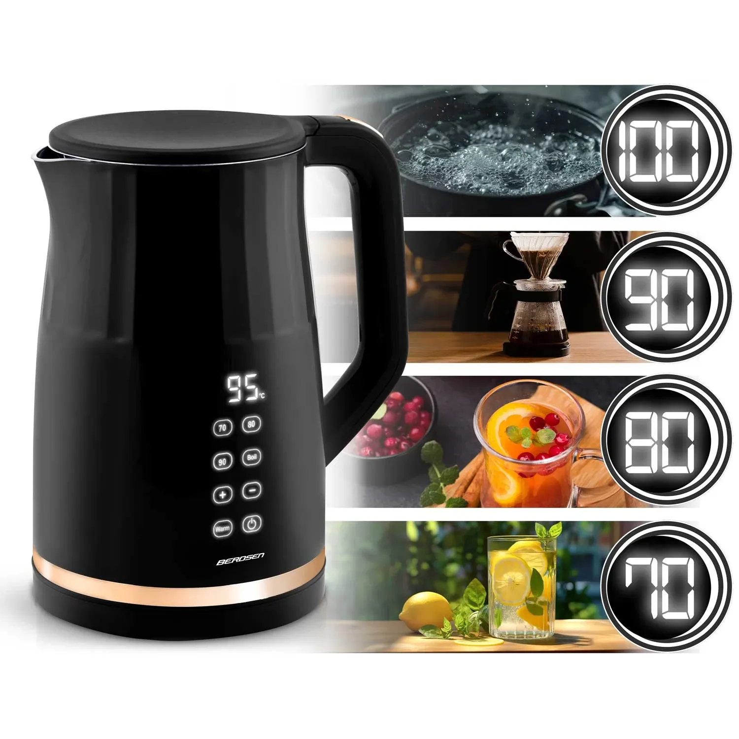 Berdsen BD-706 elektrinis virdulys 1,7 l, juodas - nuotrauka 1