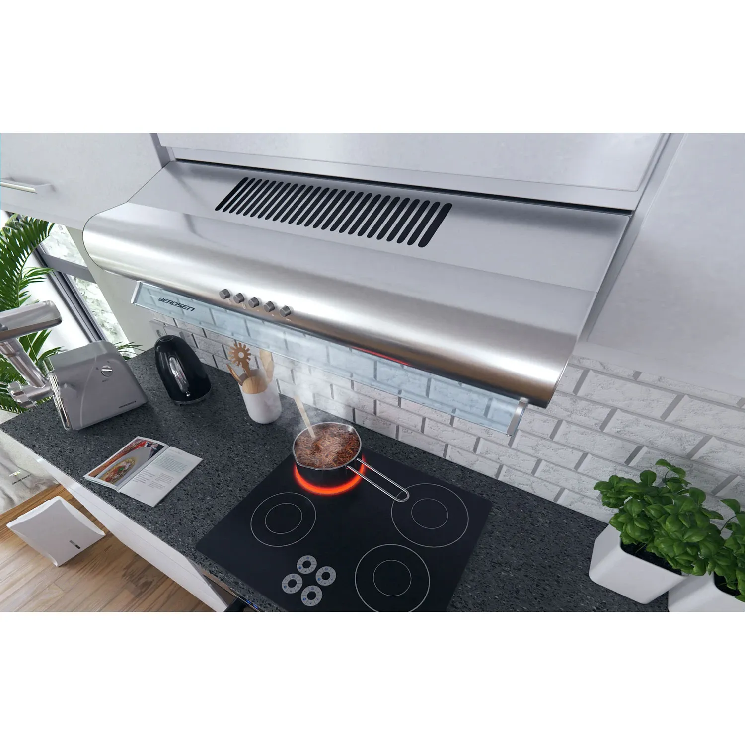 Po spintele montuojamas virtuvės gartraukis – 60 cm absorbcinis Berdsen BE-10-A INOX - nuotrauka 1